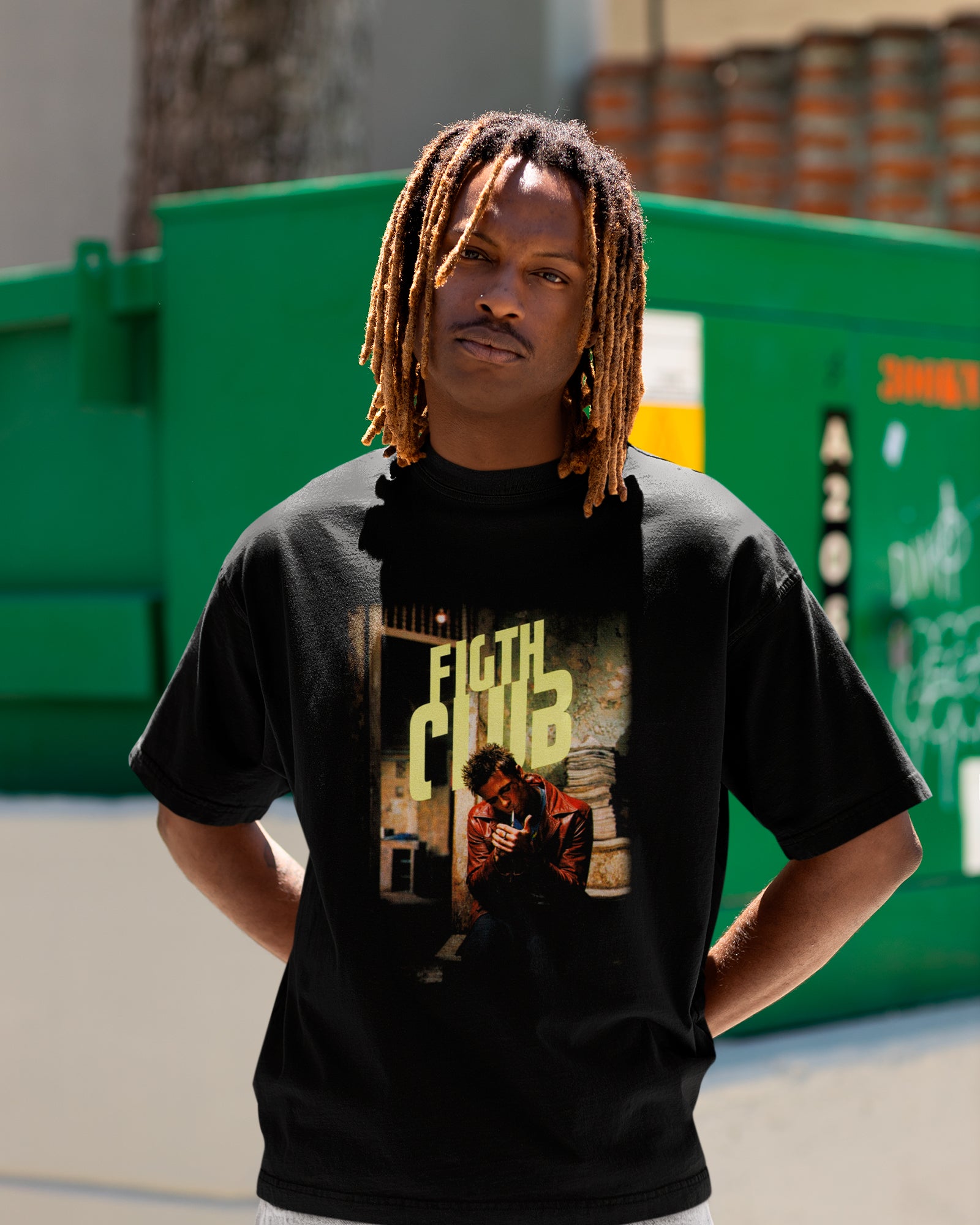 Camiseta Preta Fight Club Tyler Durden Design Clássico Unissex