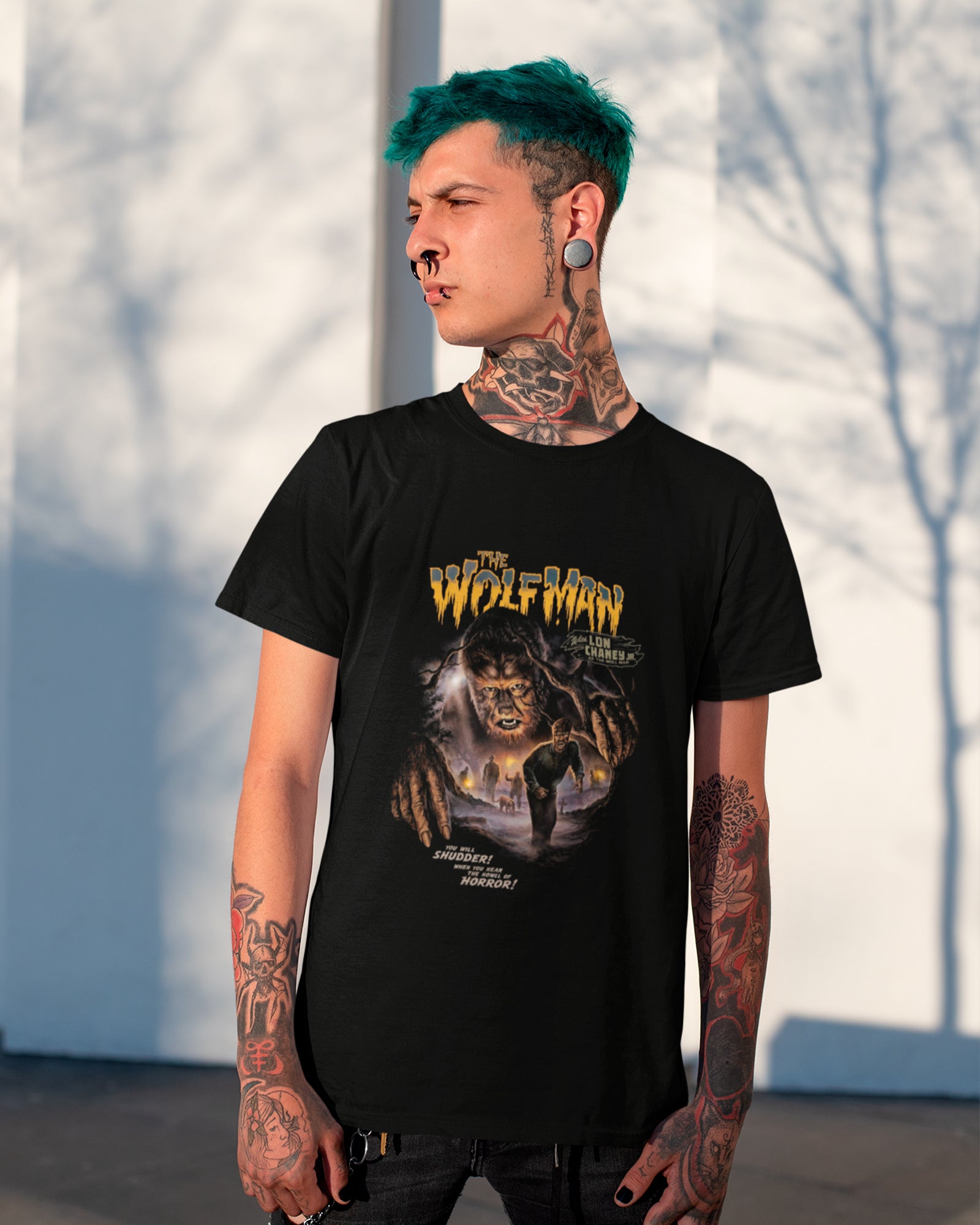 Camiseta Preta The Wolf Man Lobisomem Clássico Unissex