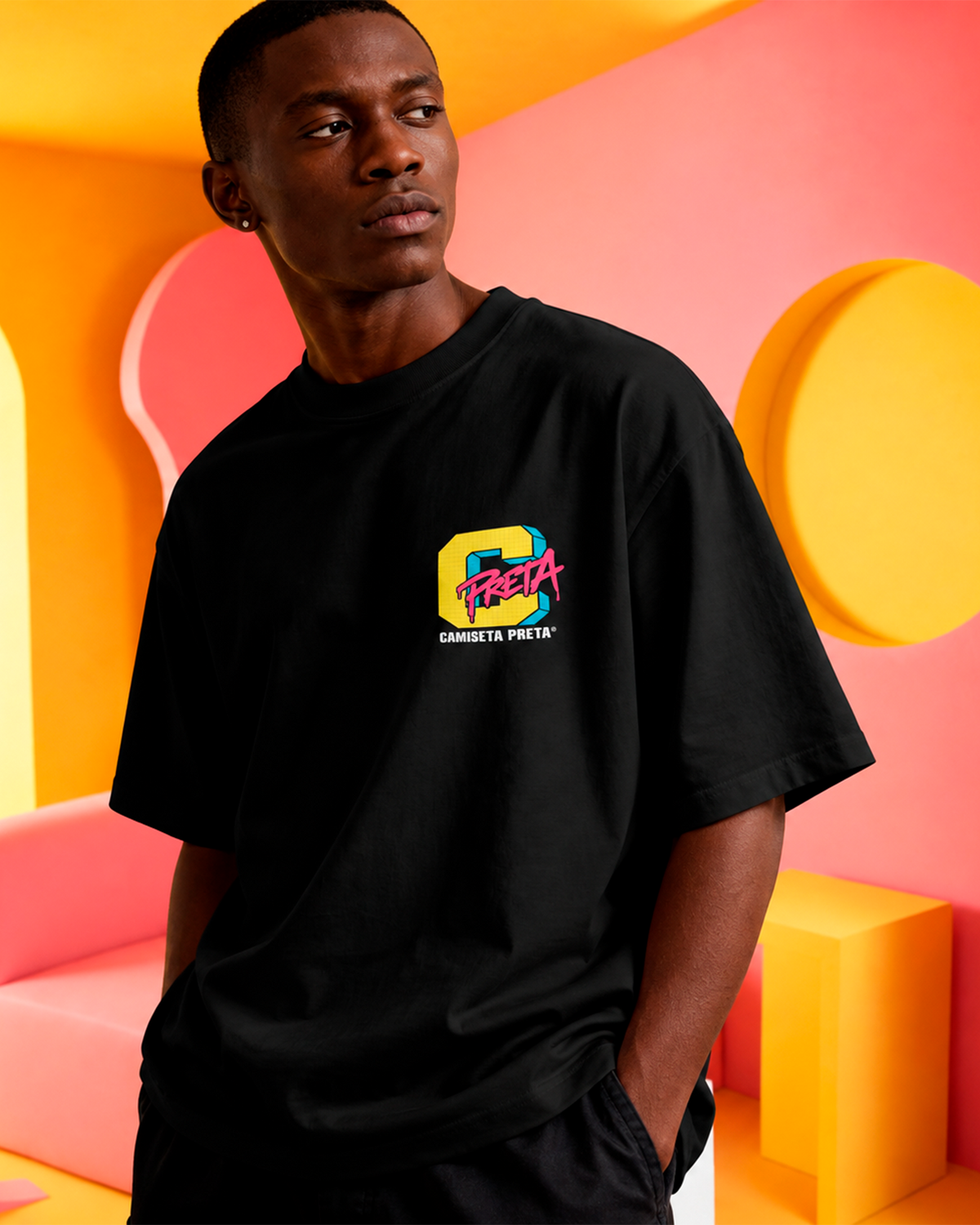 Camiseta Preta CP Miami Retro Style