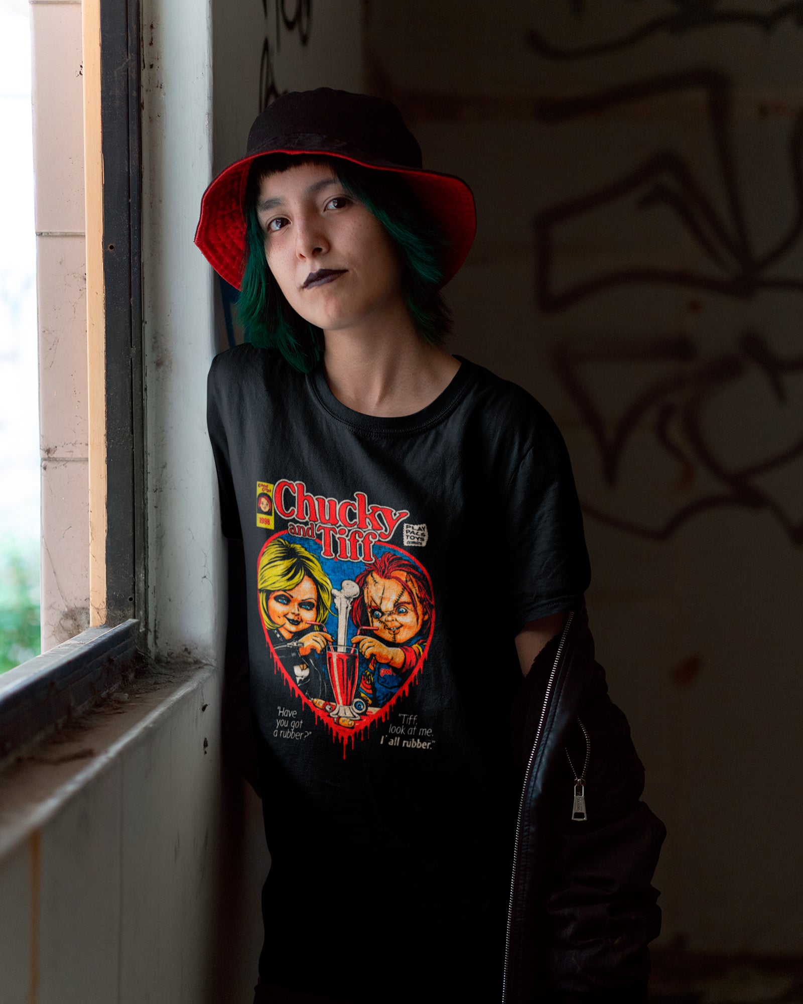 Camiseta Preta Heartbreak Chucky Tiffany Horror Love Unissex