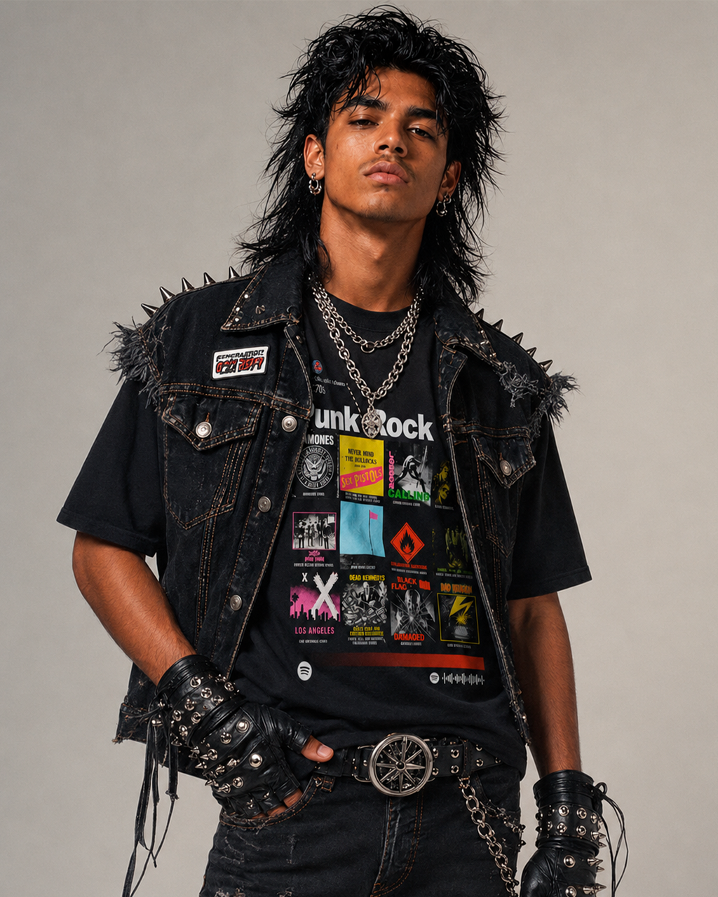 Camiseta Preta Subgêneros do Rock Punk Rock