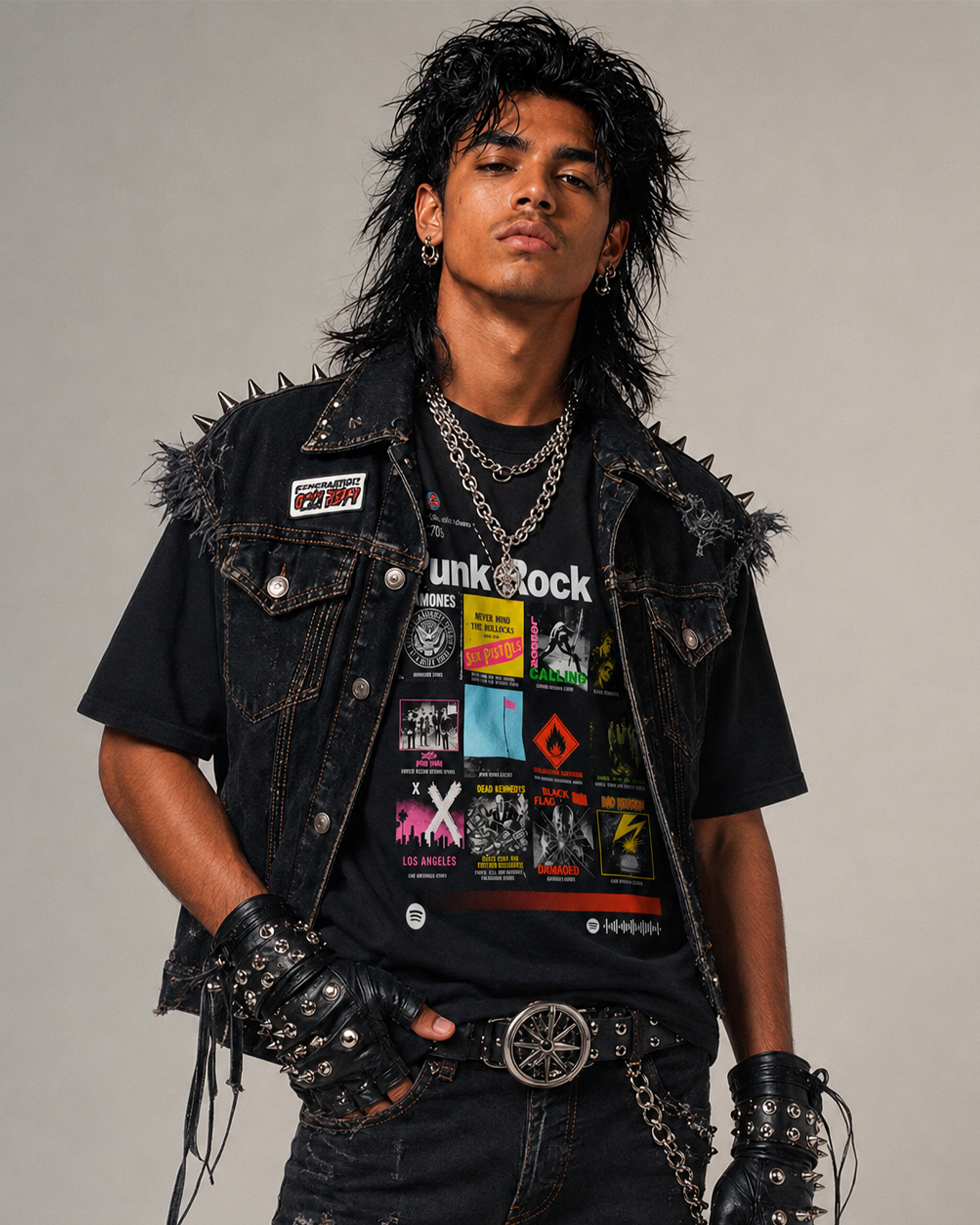 Camiseta Preta Subgêneros do Rock Punk Rock