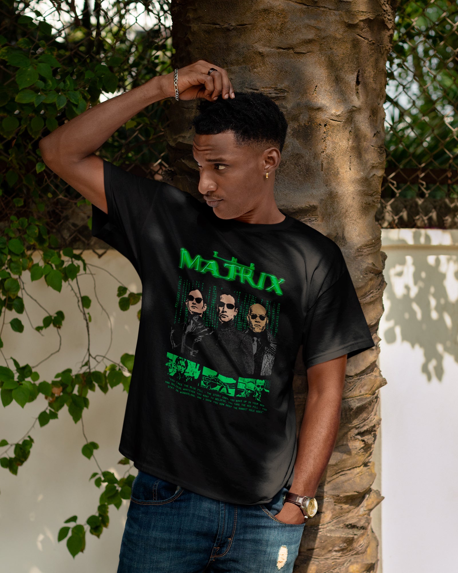 Camiseta Preta The Matrix Cartoon Arte Integrantes Estilo Unissex