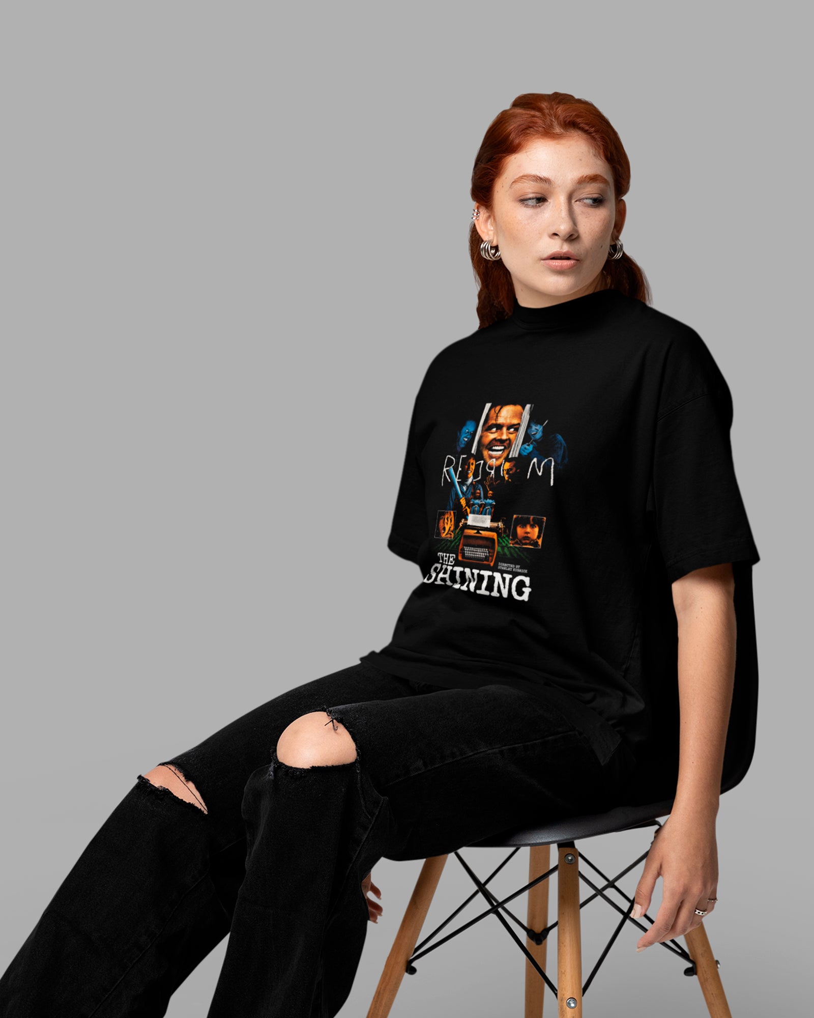 Camiseta Preta The Shining Overlook Hotel Iconic Scenes Unissex