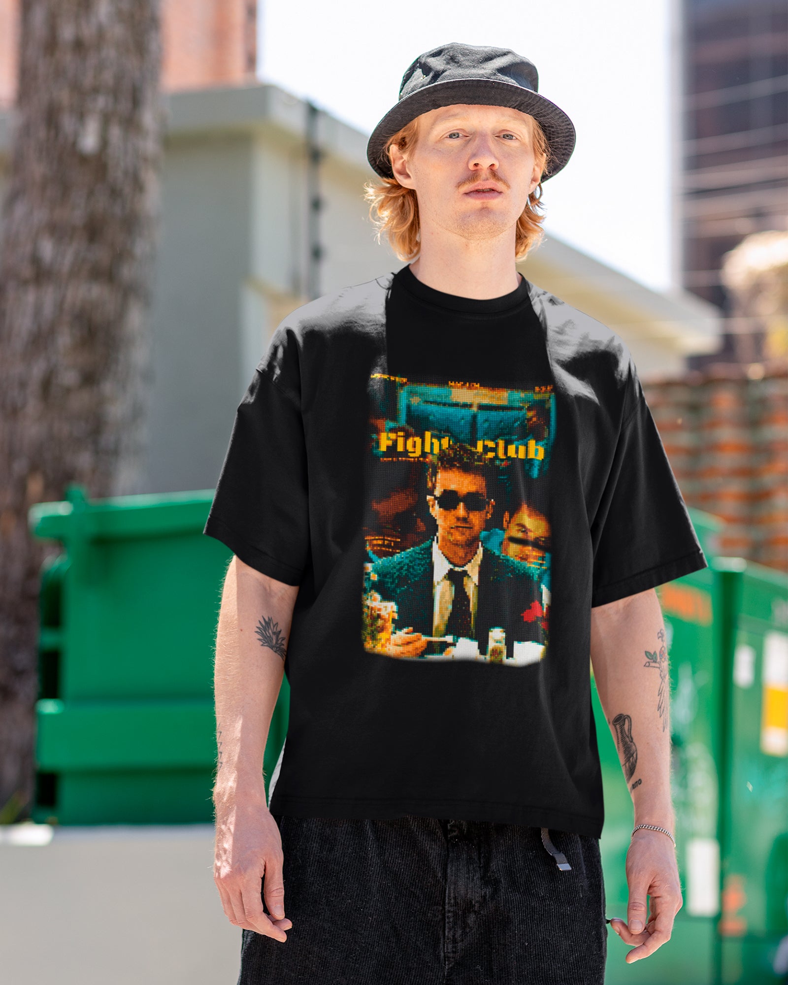 Camiseta Preta Fight Club Pixels Arte Digital Unissex