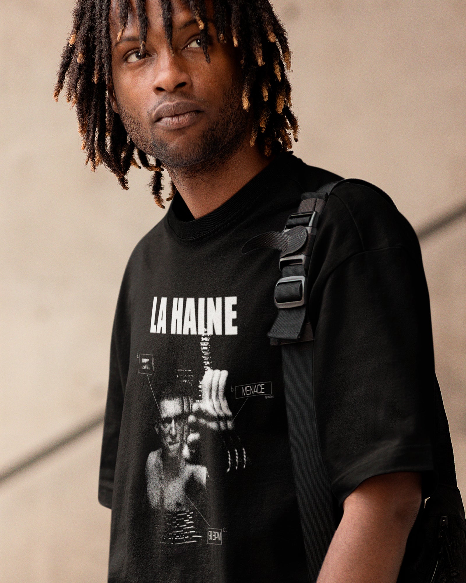 Camiseta Preta La Haine Estampa Preto e Branco Estilo Cult Unissex