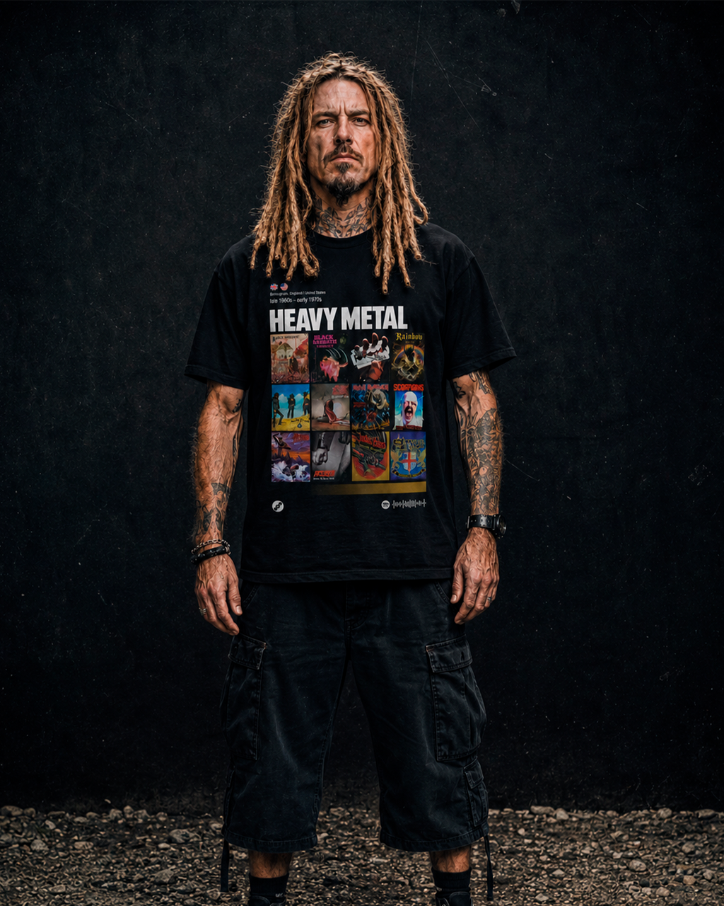 Camiseta Preta Subgêneros do Rock Heavy Metal