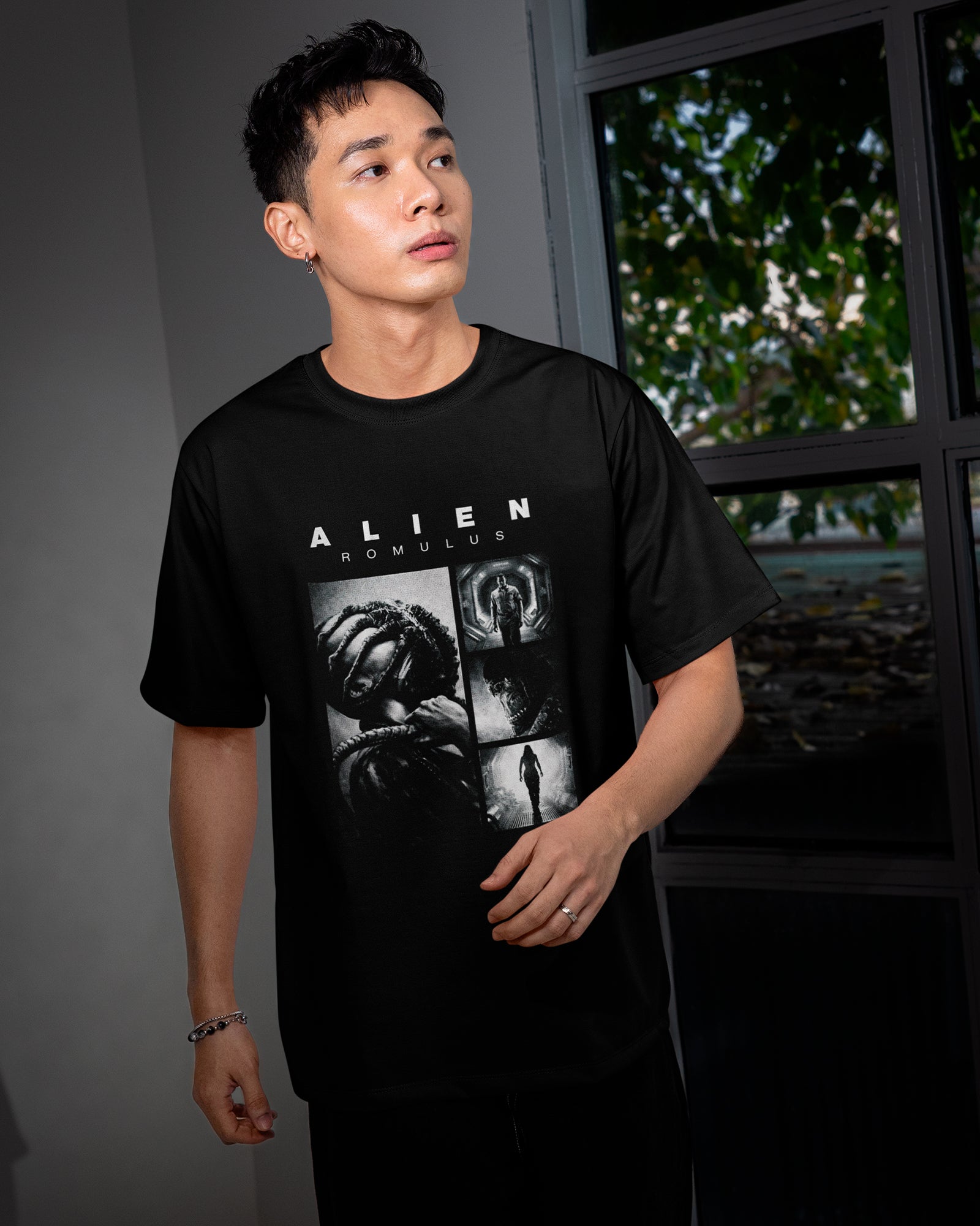 Camiseta Preta Alien Romulus Cenas Visuais Impactantes Unissex