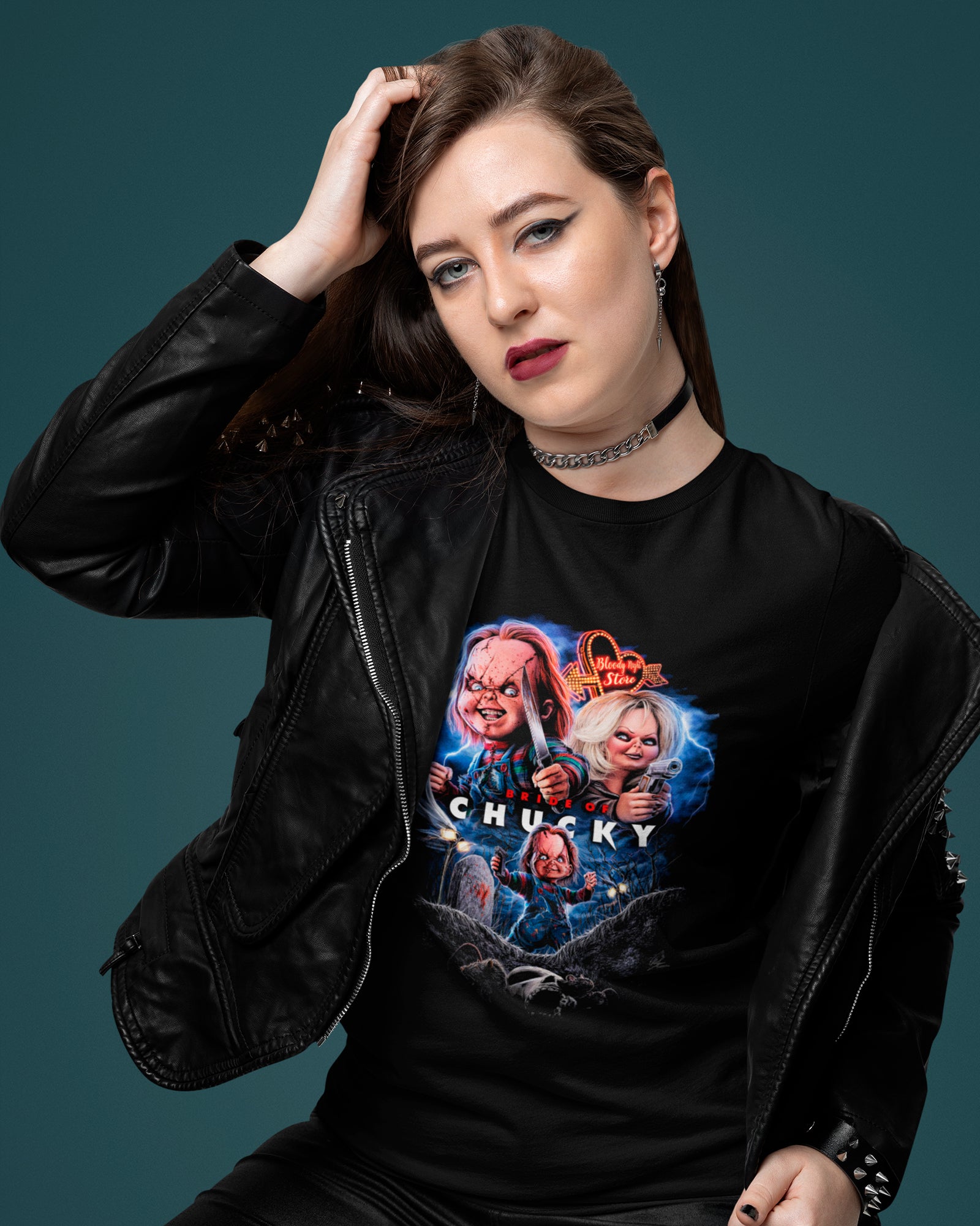 Camiseta Preta Chucky & Tiffany Cemetery Love Unissex