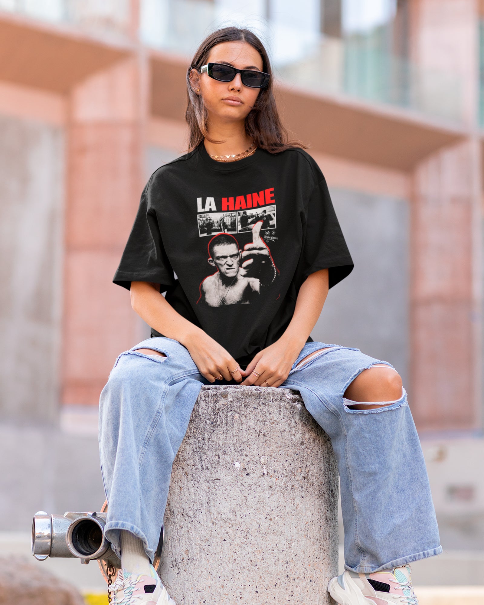 Camiseta Preta La Haine Vinz Integrante Visual Clássico Unissex