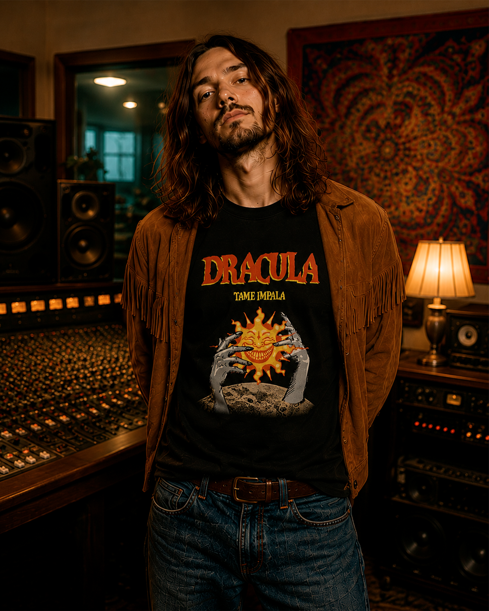 Camiseta Preta Tame Impala Dracula Psychedelic