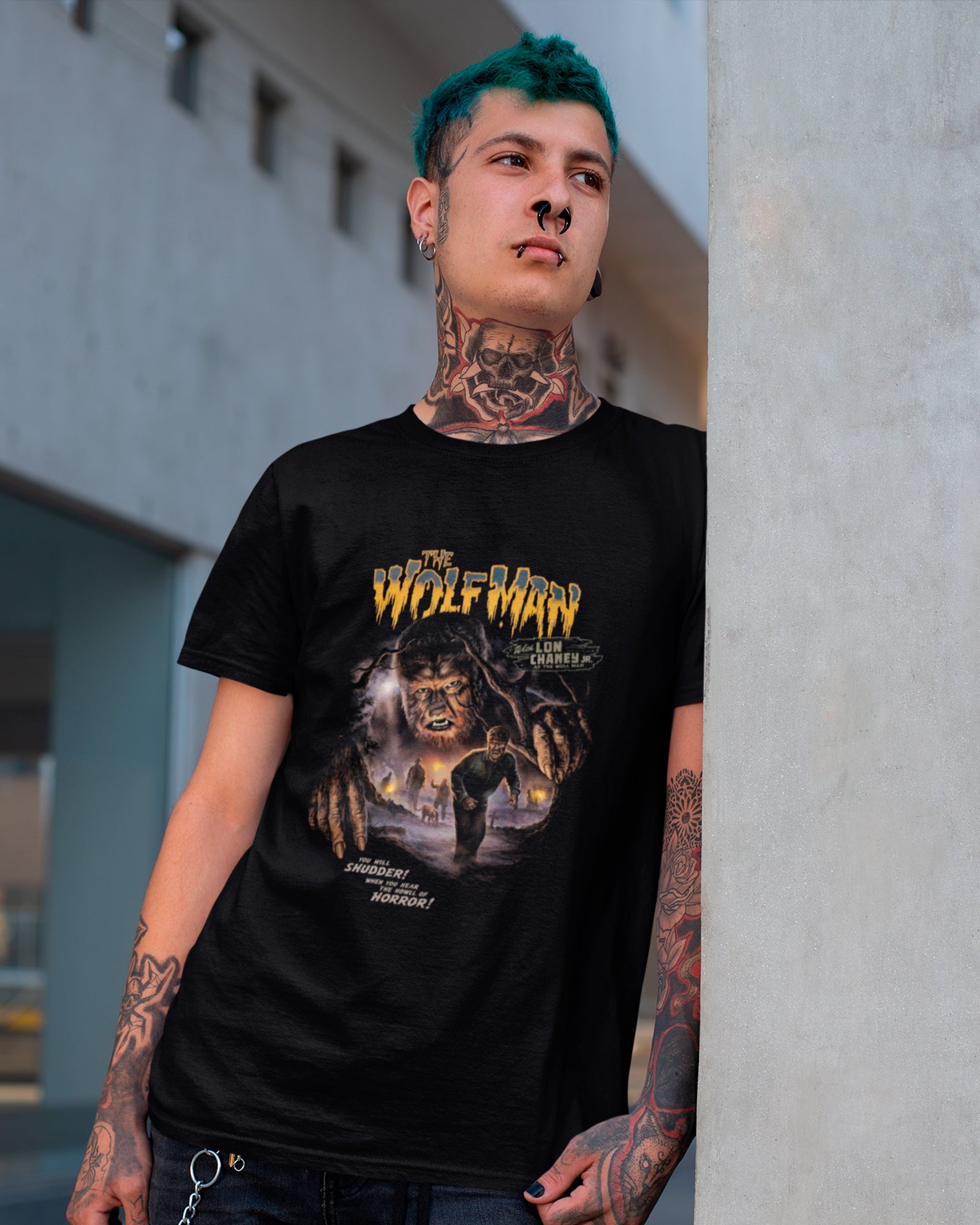 Camiseta Preta The Wolf Man Lobisomem Clássico Unissex