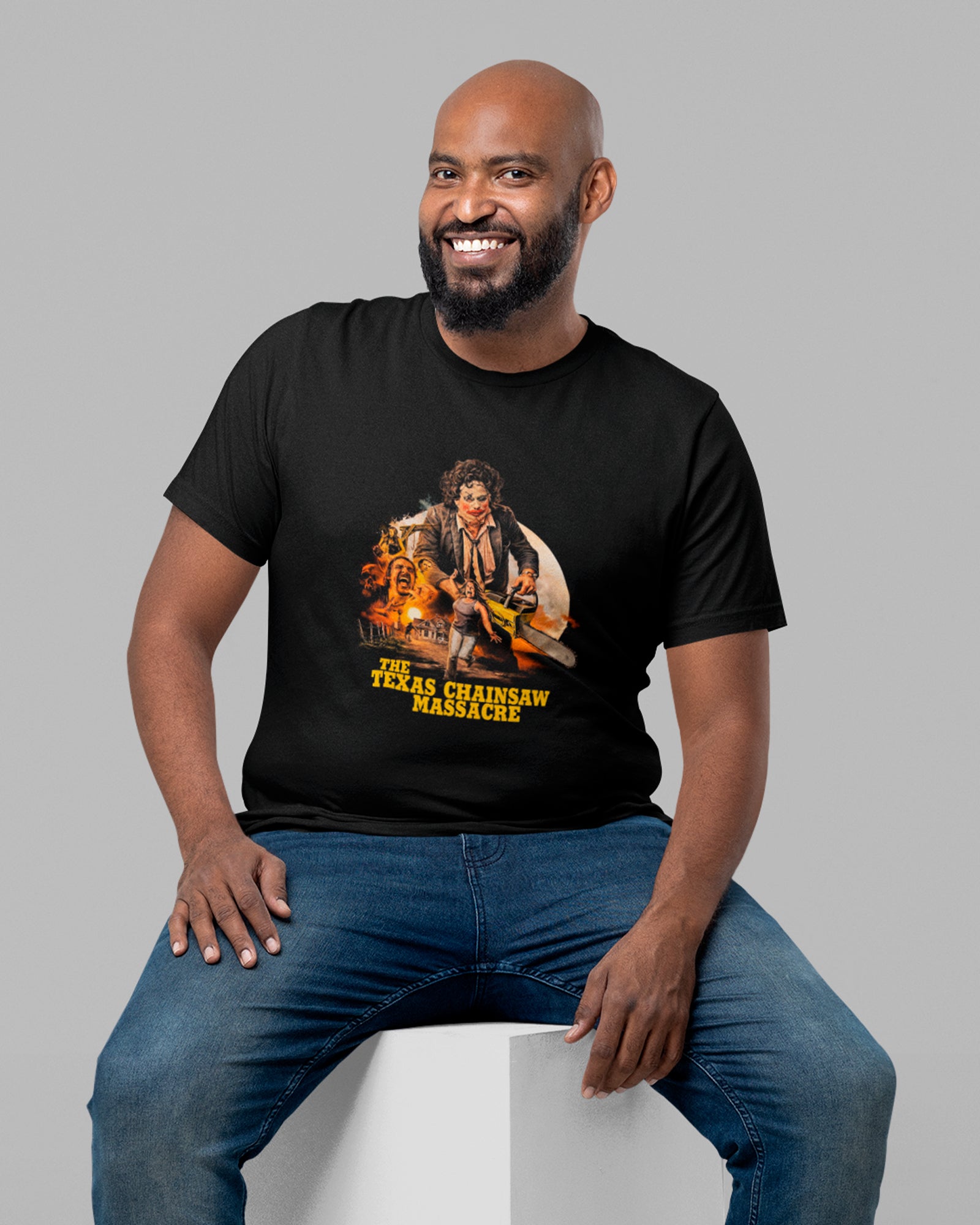 Camiseta Preta The Texas Chainsaw Massacre Personagens Unissex