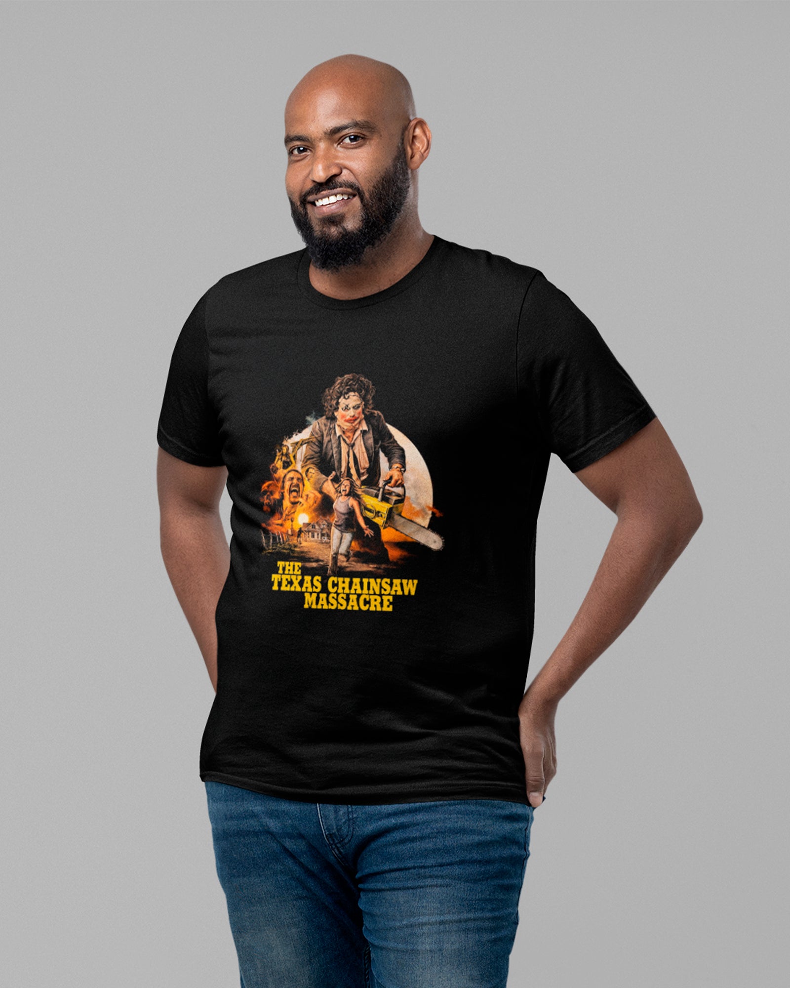 Camiseta Preta The Texas Chainsaw Massacre Personagens Unissex