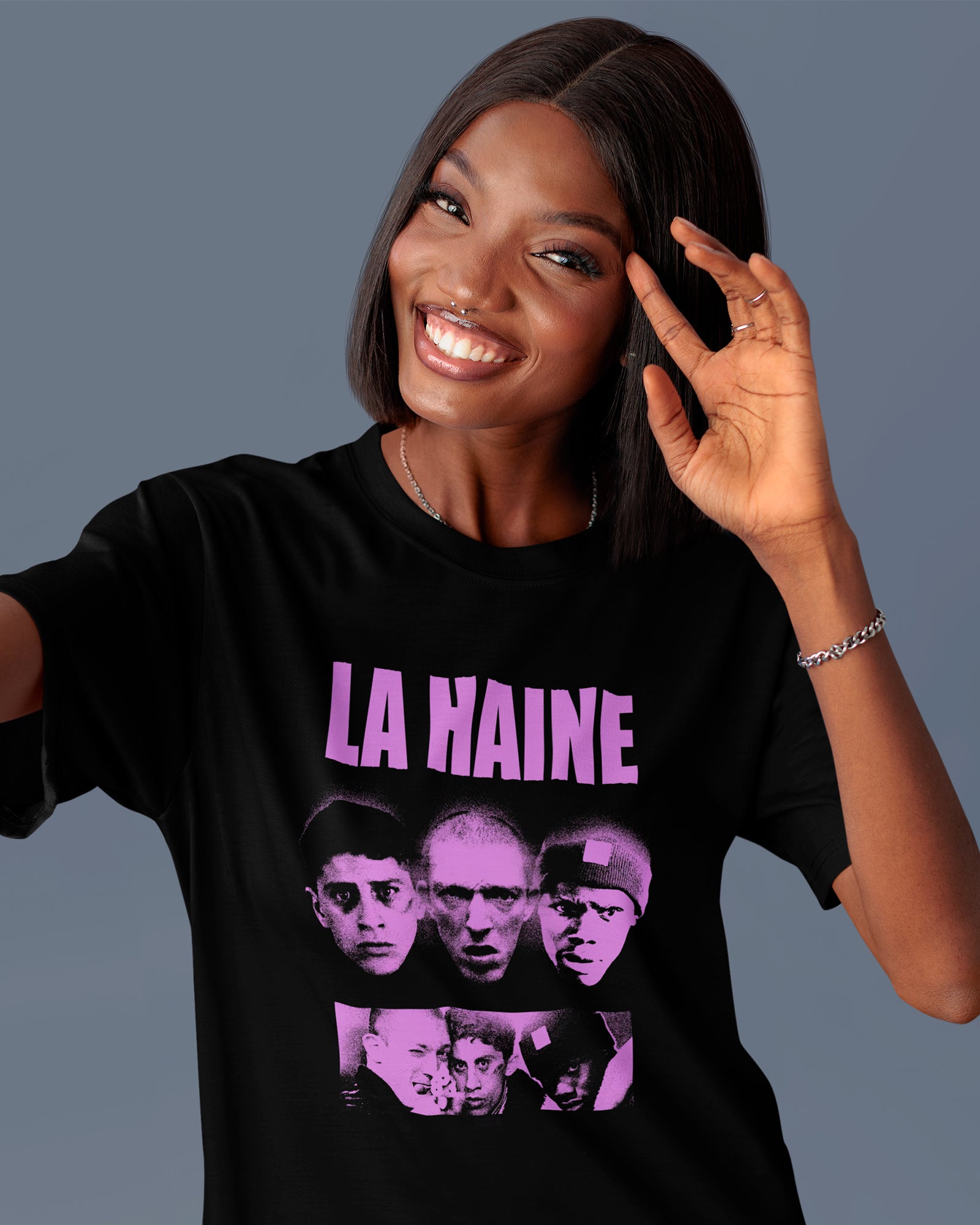 Camiseta La Haine Integrantes Roxo Estilo Urbano Unissex