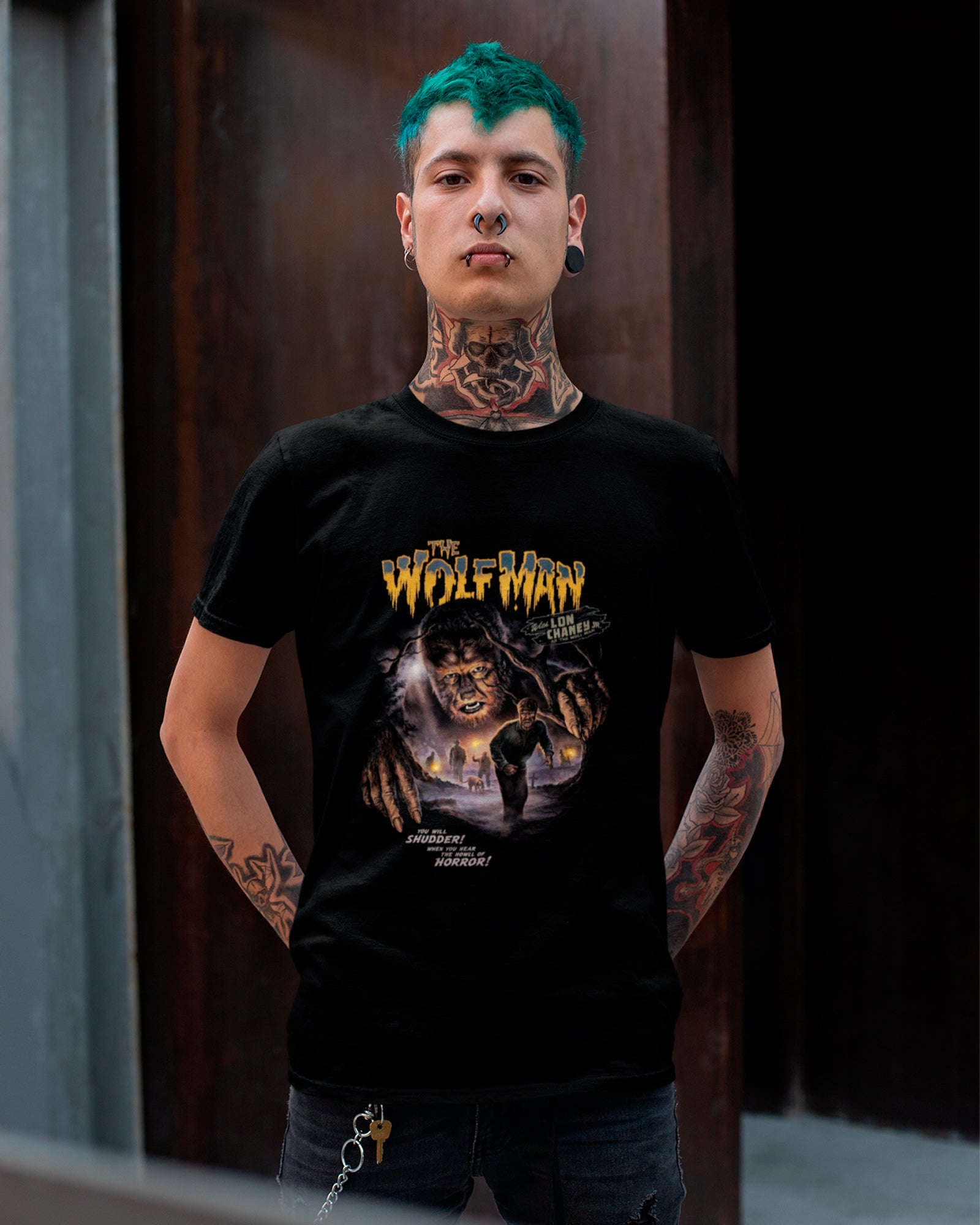Camiseta Preta The Wolf Man Lobisomem Clássico Unissex