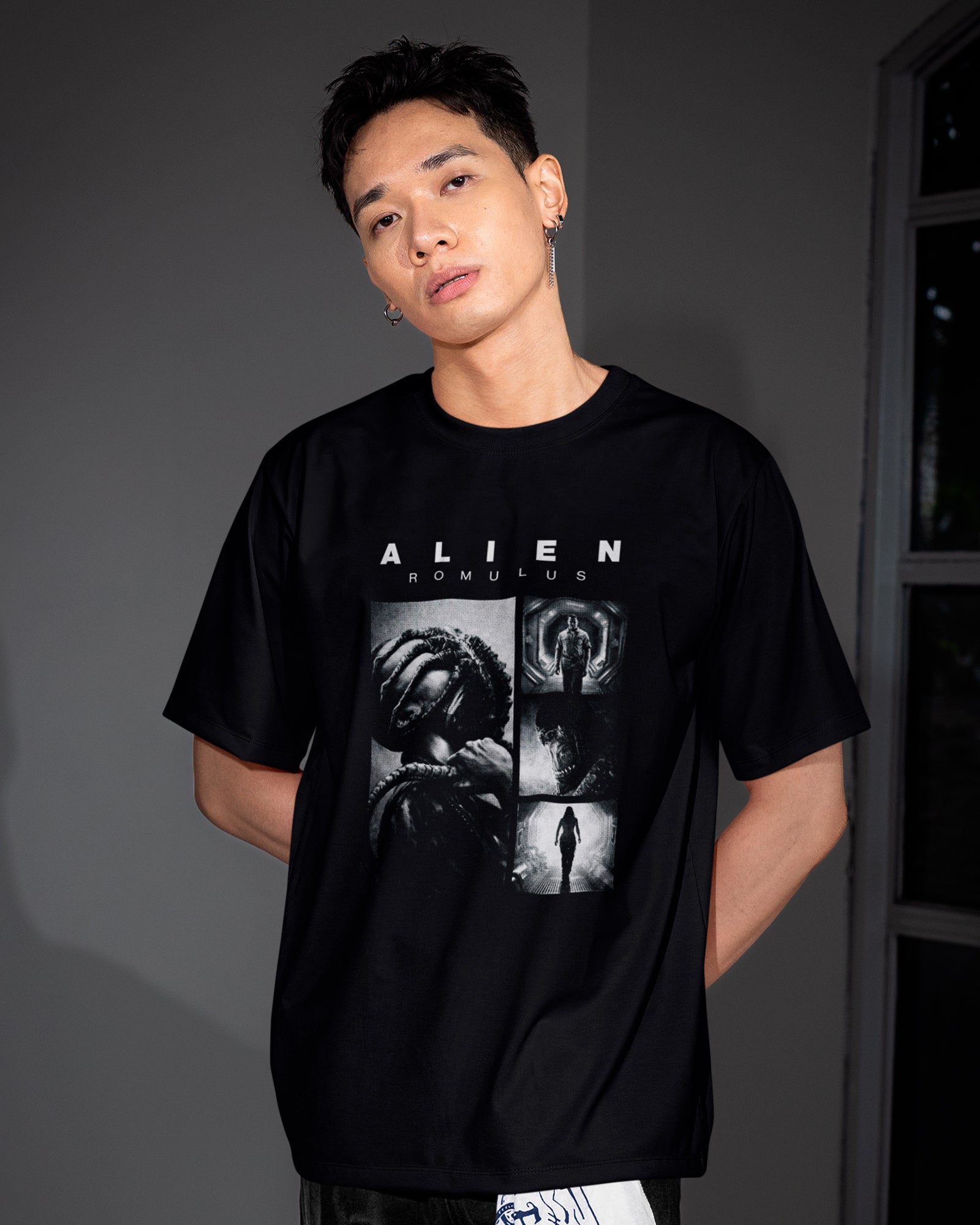 Camiseta Preta Alien Romulus Cenas Visuais Impactantes Unissex