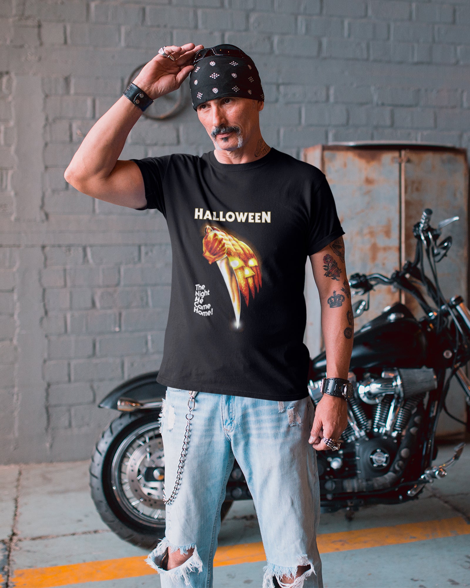 Camiseta Preta Slasher Halloween Dark Knife Unissex