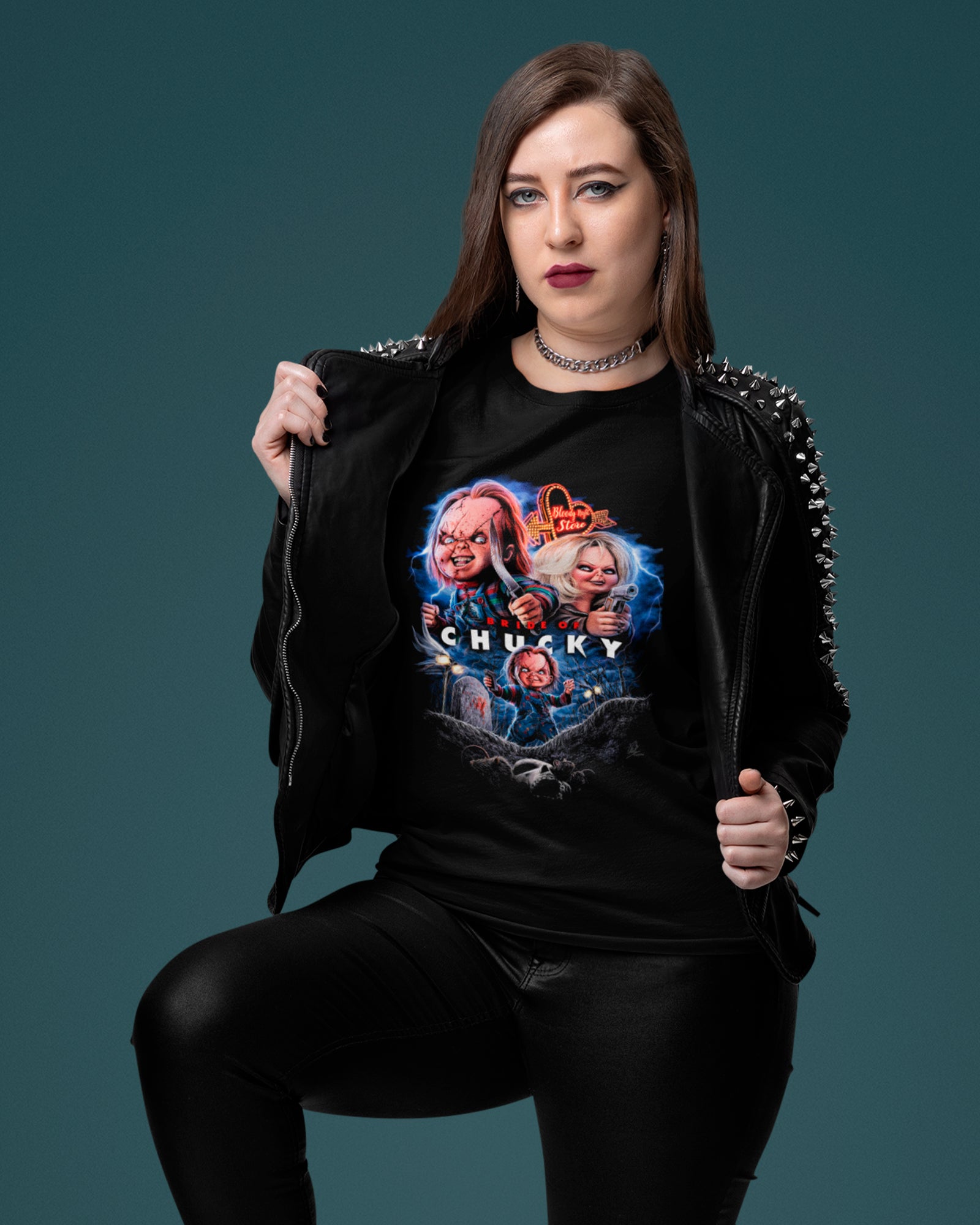 Camiseta Preta Chucky & Tiffany Cemetery Love Unissex