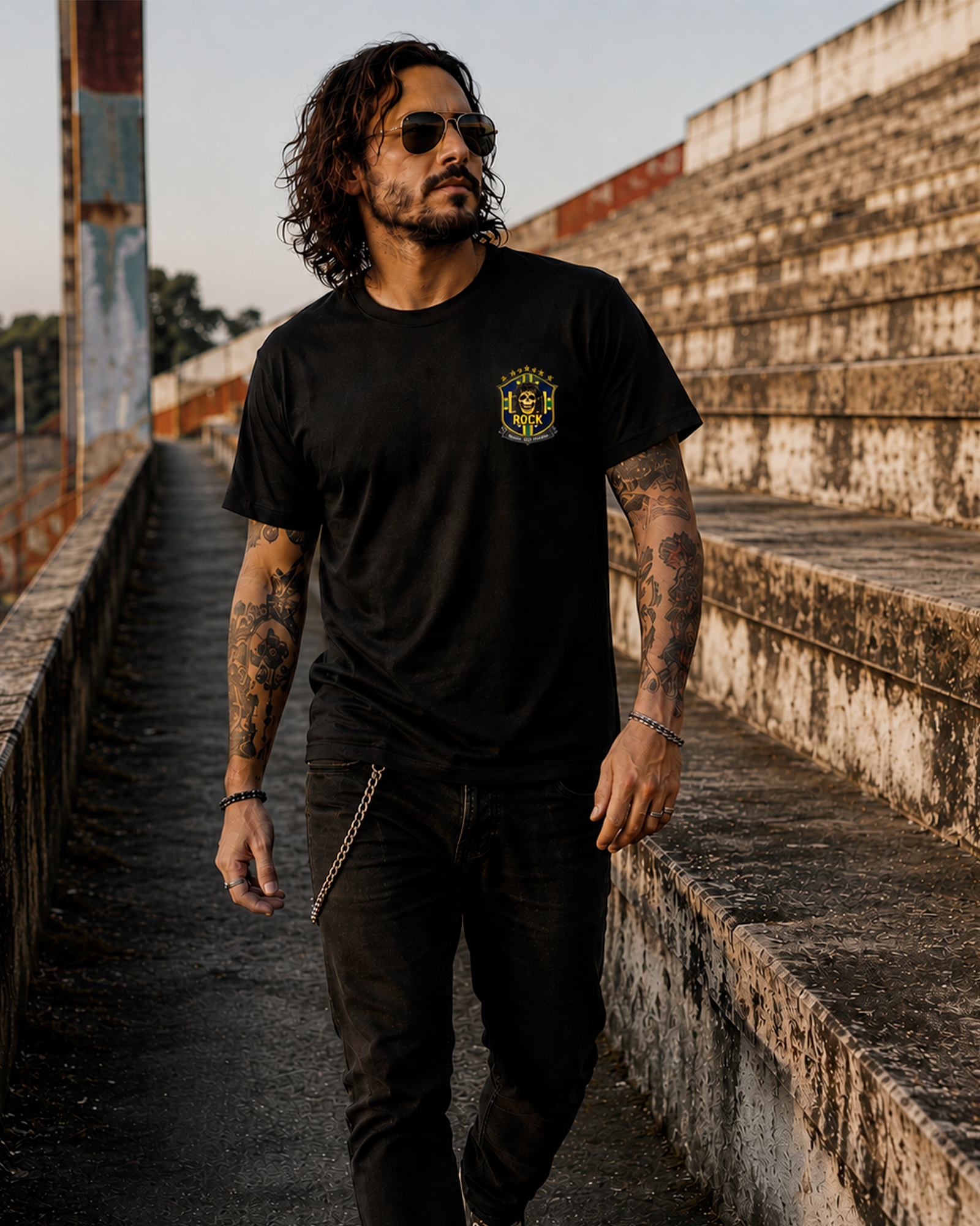 Camiseta Preta Camisa 10 da Seleção Brasileira do Rock Caveira