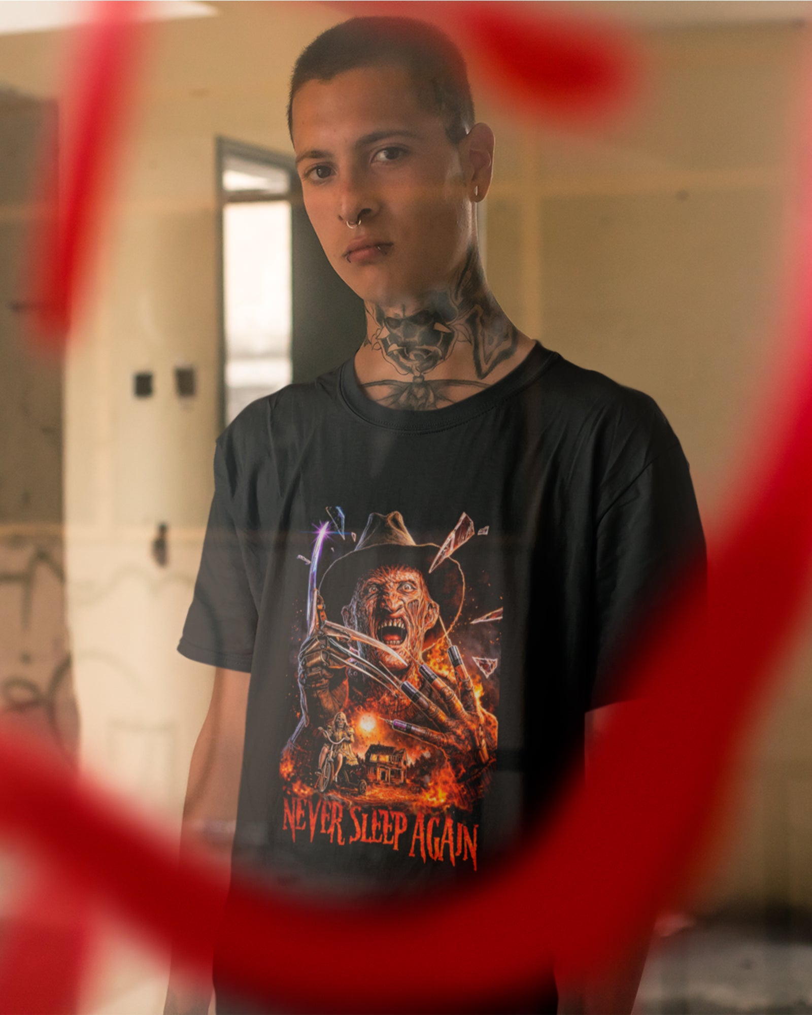 Camiseta Preta Never Sleep Again Nightmare Horror Unissex