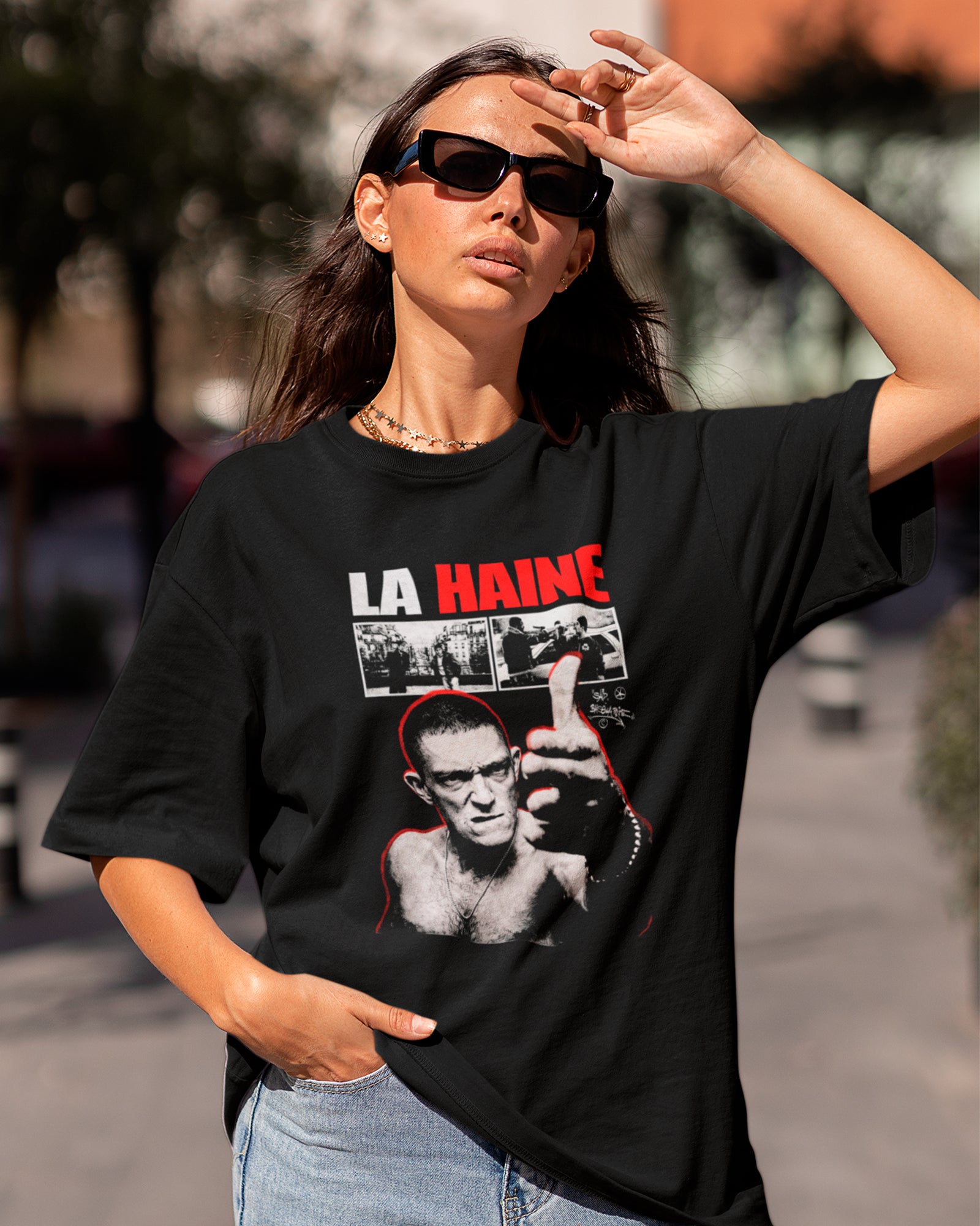 Camiseta Preta La Haine Vinz Integrante Visual Clássico Unissex