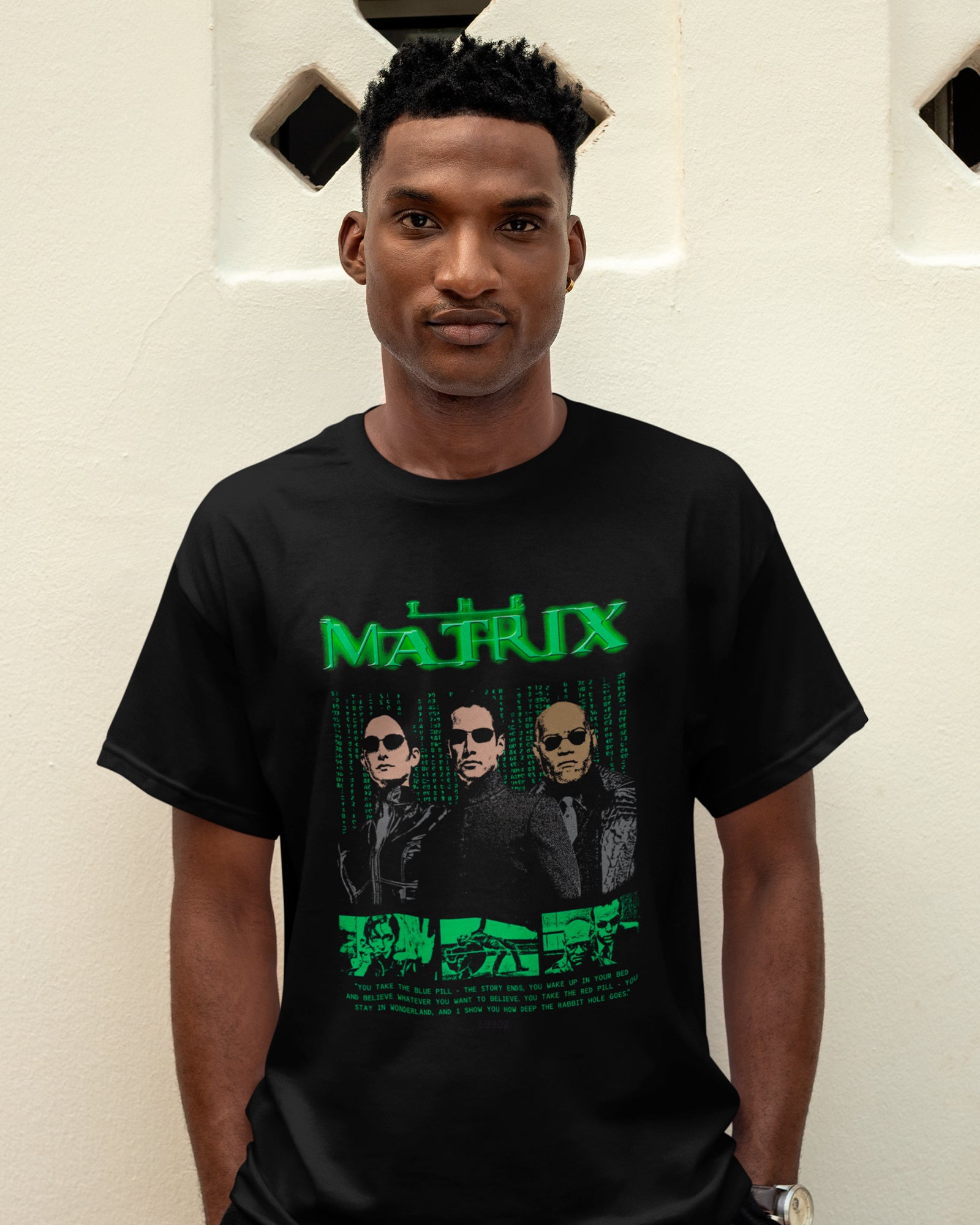 Camiseta Preta The Matrix Cartoon Arte Integrantes Estilo Unissex