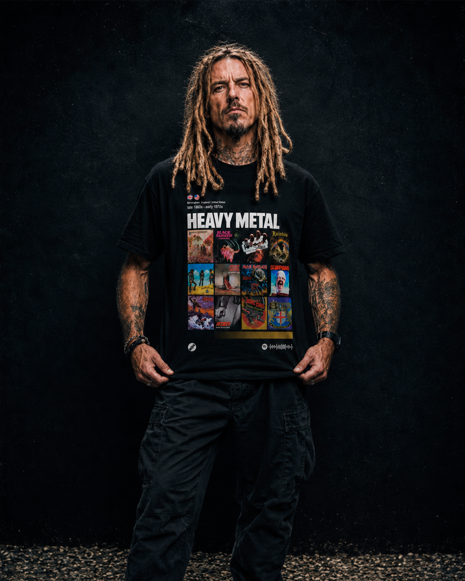 Camiseta Preta Subgêneros do Rock Heavy Metal