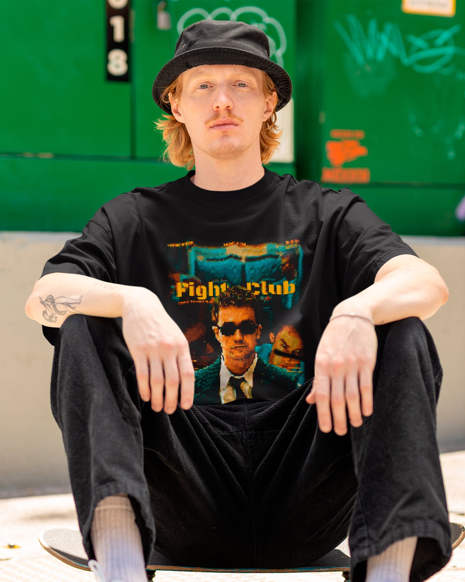 Camiseta Preta Fight Club Pixels Arte Digital Unissex