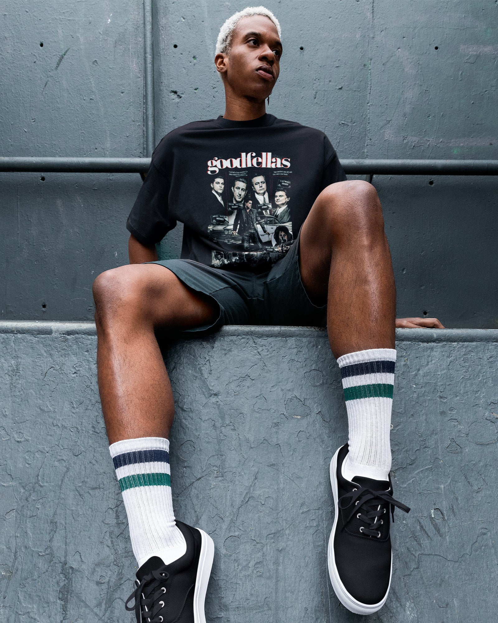 Camiseta Preta Goodfellas Quadrinhos Elenco Design Unissex