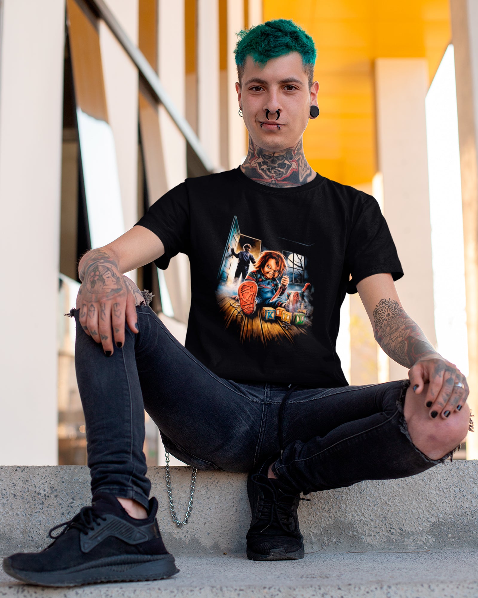 Camiseta Preta Chucky Good Guys Garoto Porta Unissex