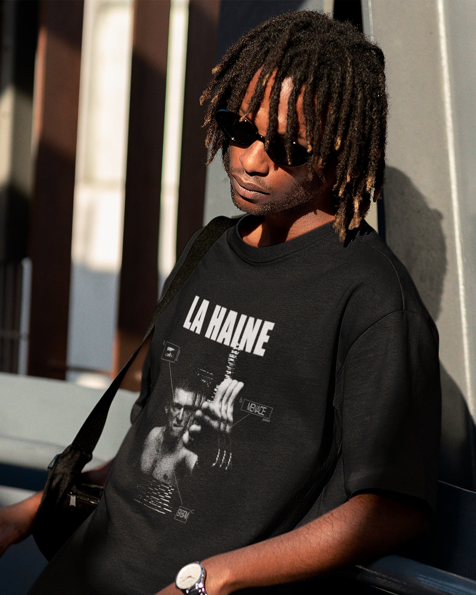 Camiseta Preta La Haine Estampa Preto e Branco Estilo Cult Unissex