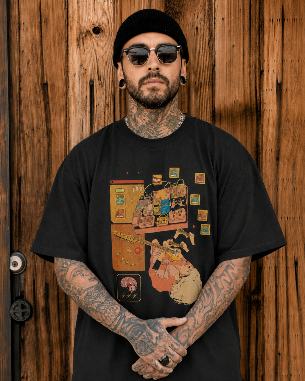 Camiseta Preta Caos em Dó Sustenido