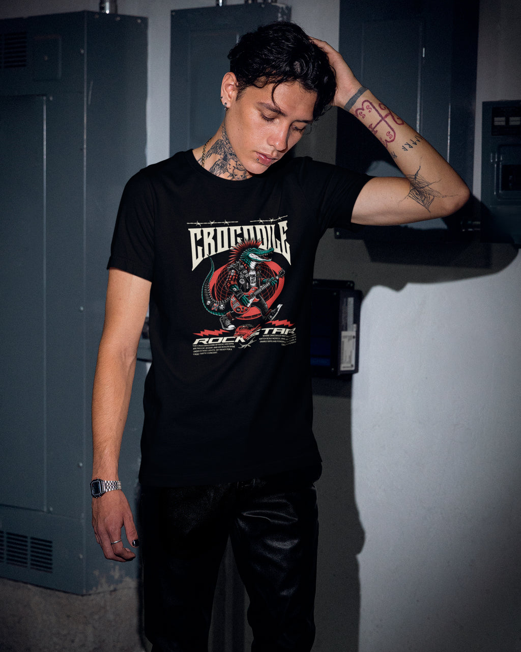 Camiseta Crocodile Rockstar Estilo Selvagem