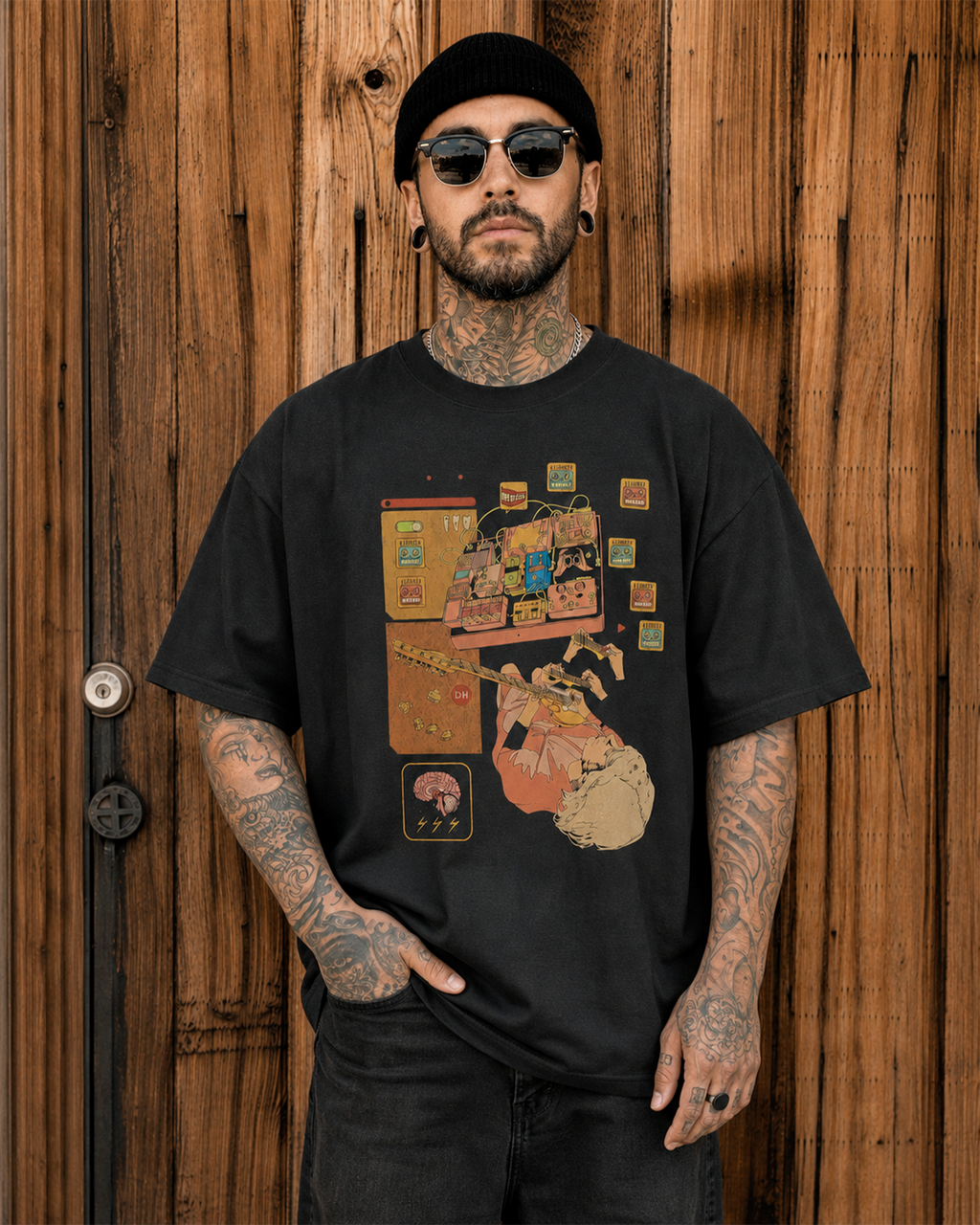 Camiseta Preta Caos em Dó Sustenido
