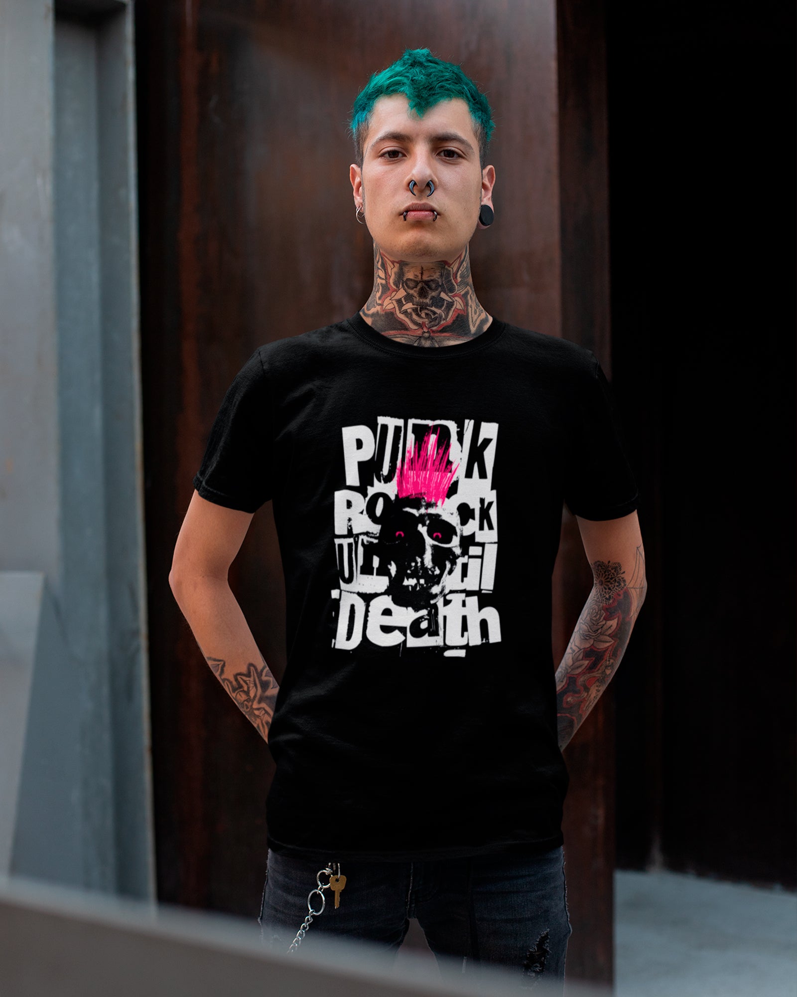 Camiseta Punk Rock Skull Retrô