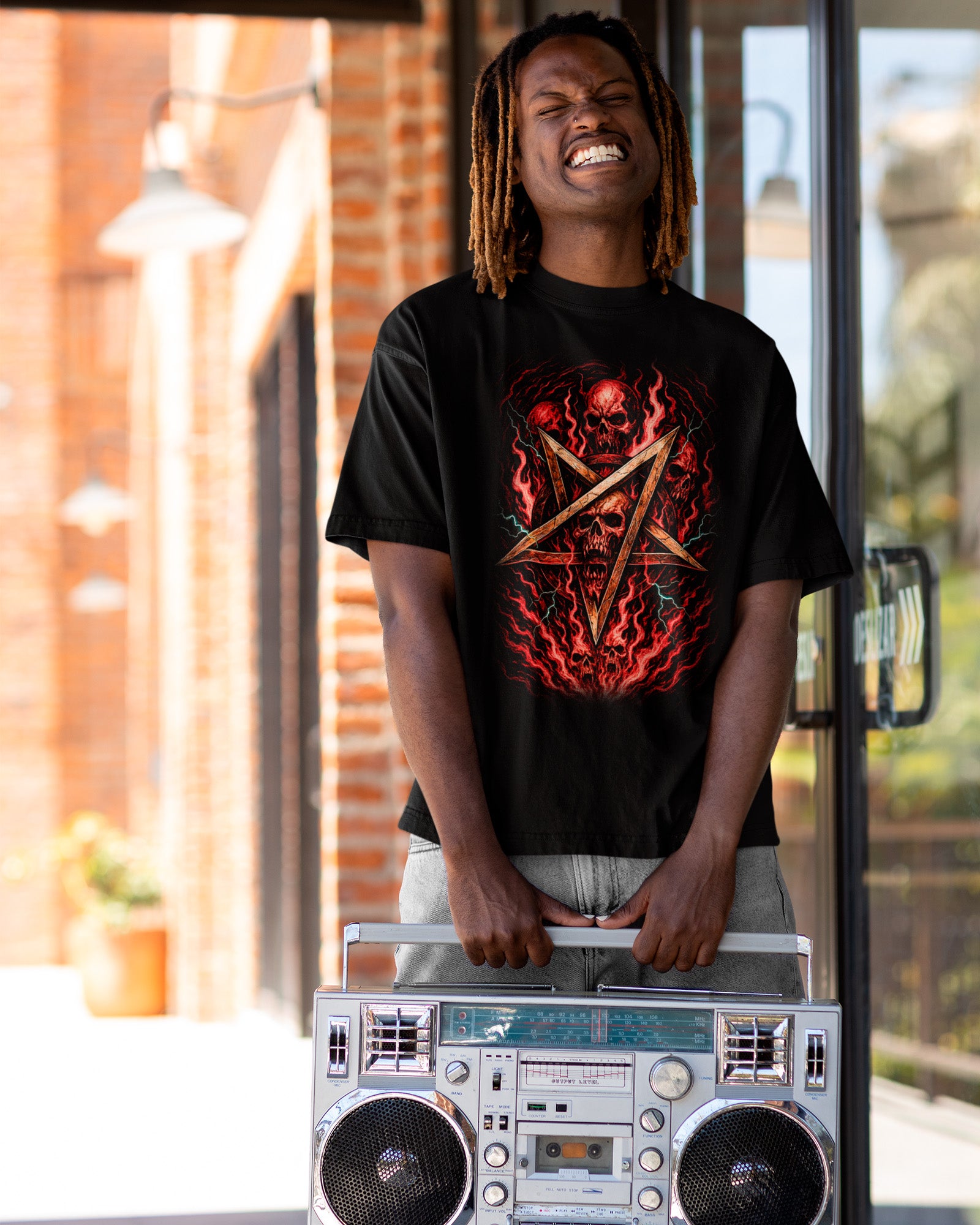 Camiseta Caveira Pentagrama Heavy Metal