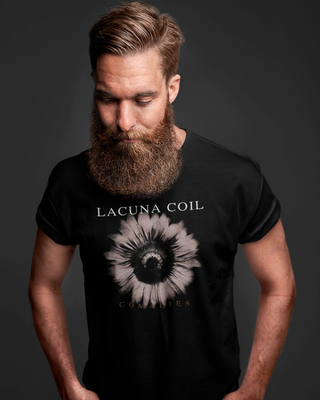 Camiseta Preta Lacuna Coil Comalies Flor Unissex