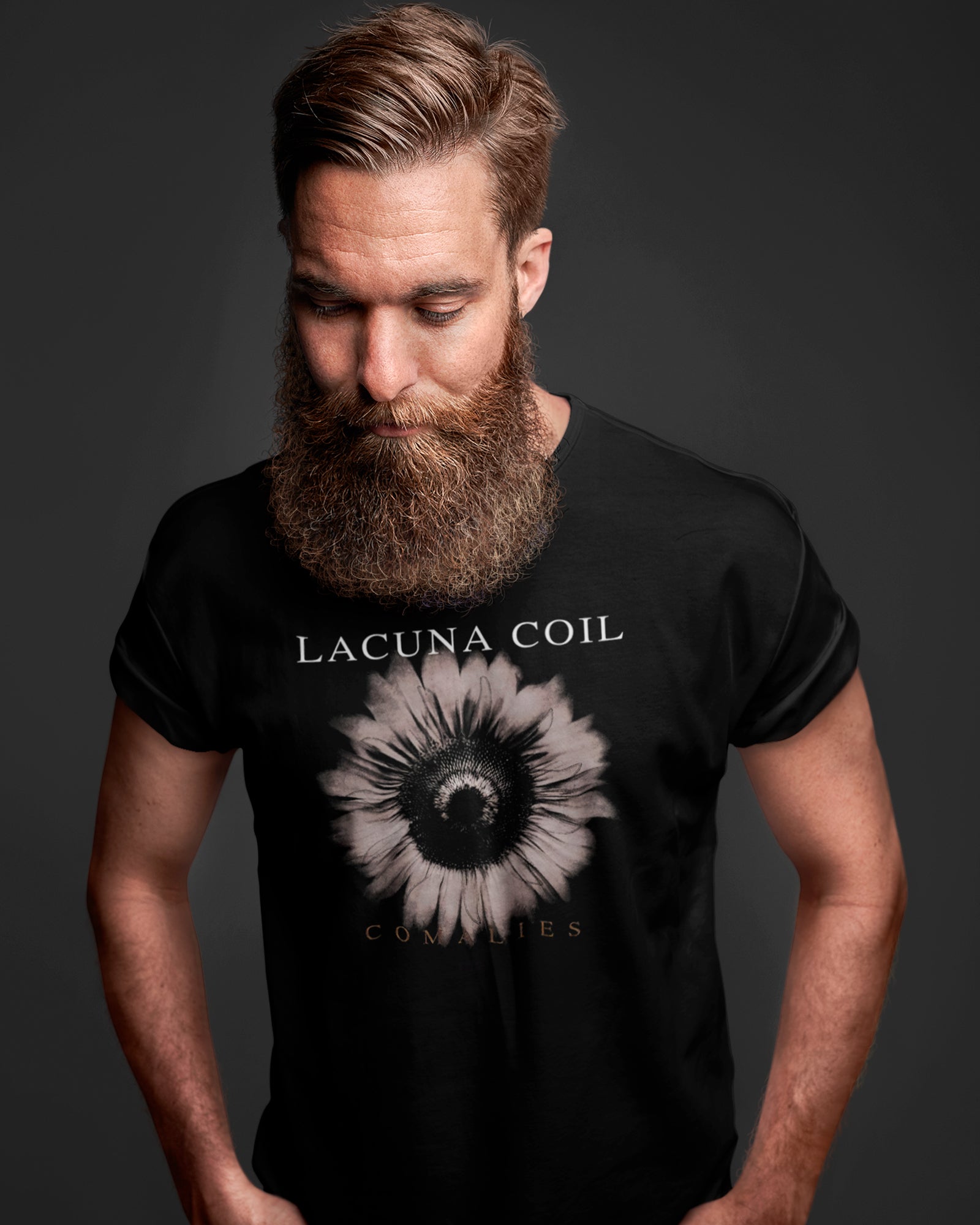 Camiseta Preta Lacuna Coil Comalies Flor Unissex