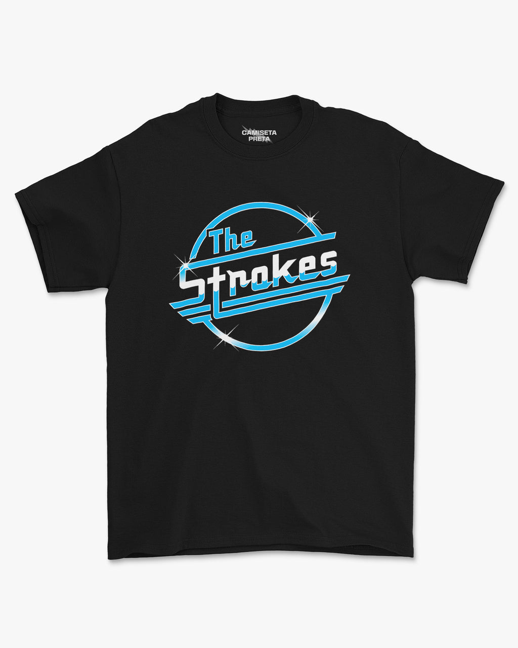 Camiseta Preta The Strokes Logo Neon Overdrive
