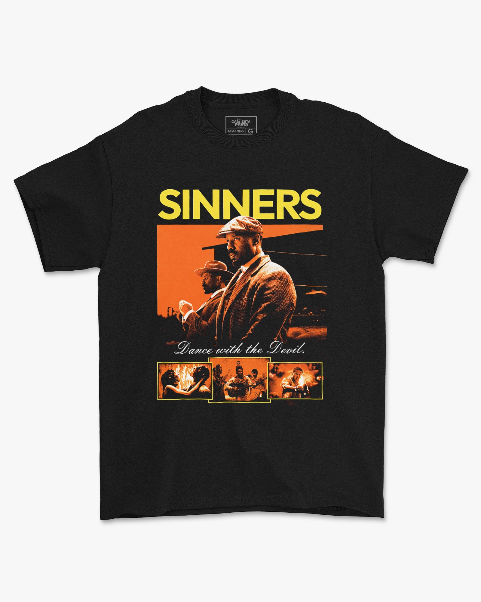 Camiseta Preta Sinners Dance with the Devil Unissex