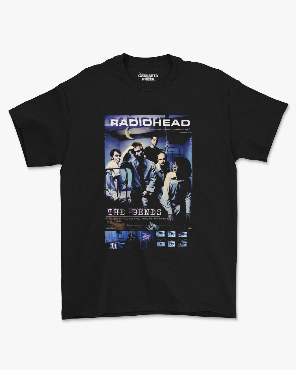 Camiseta Preta Radiohead The Bends Vintage Poster Azul