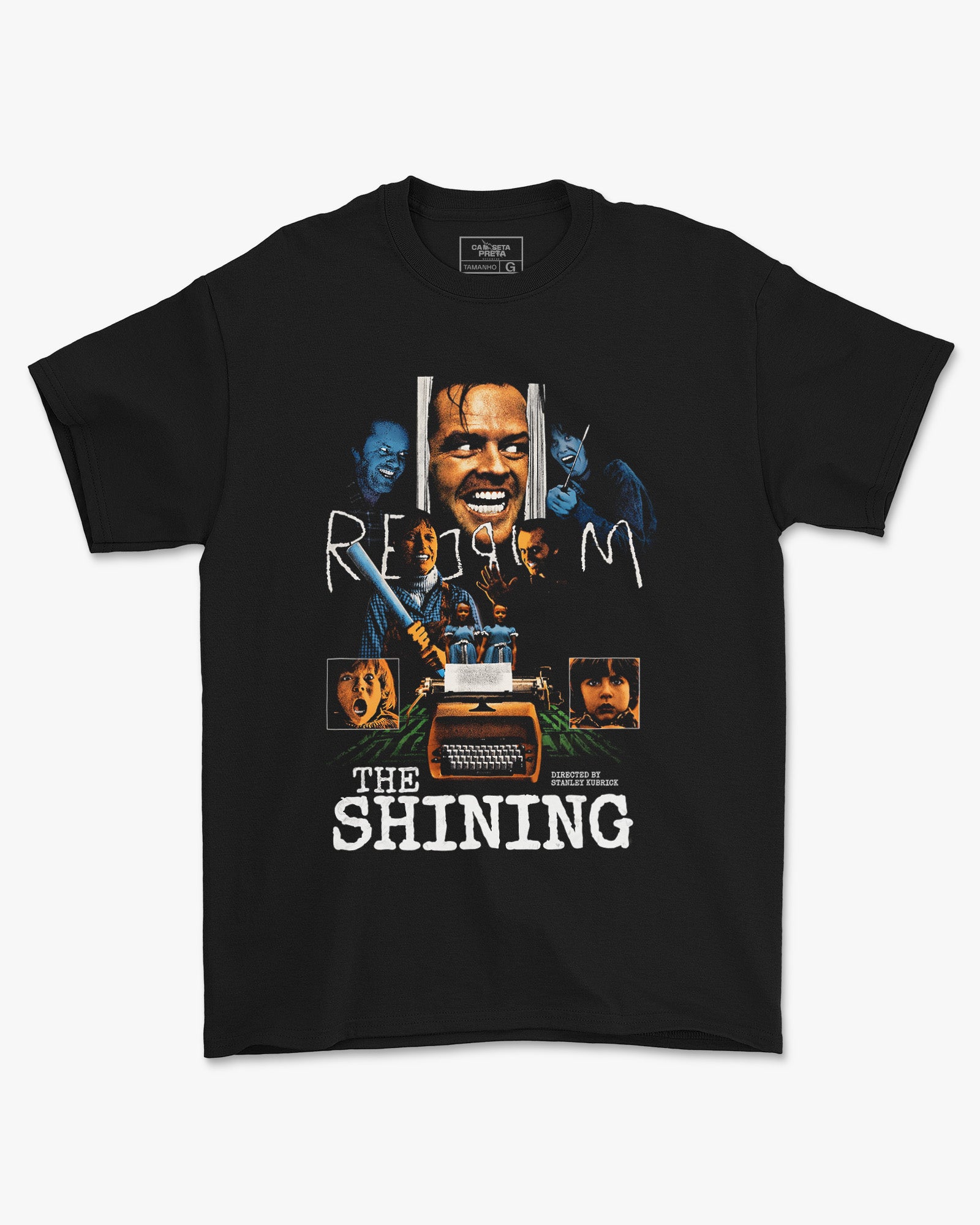 Camiseta Preta The Shining Overlook Hotel Iconic Scenes Unissex
