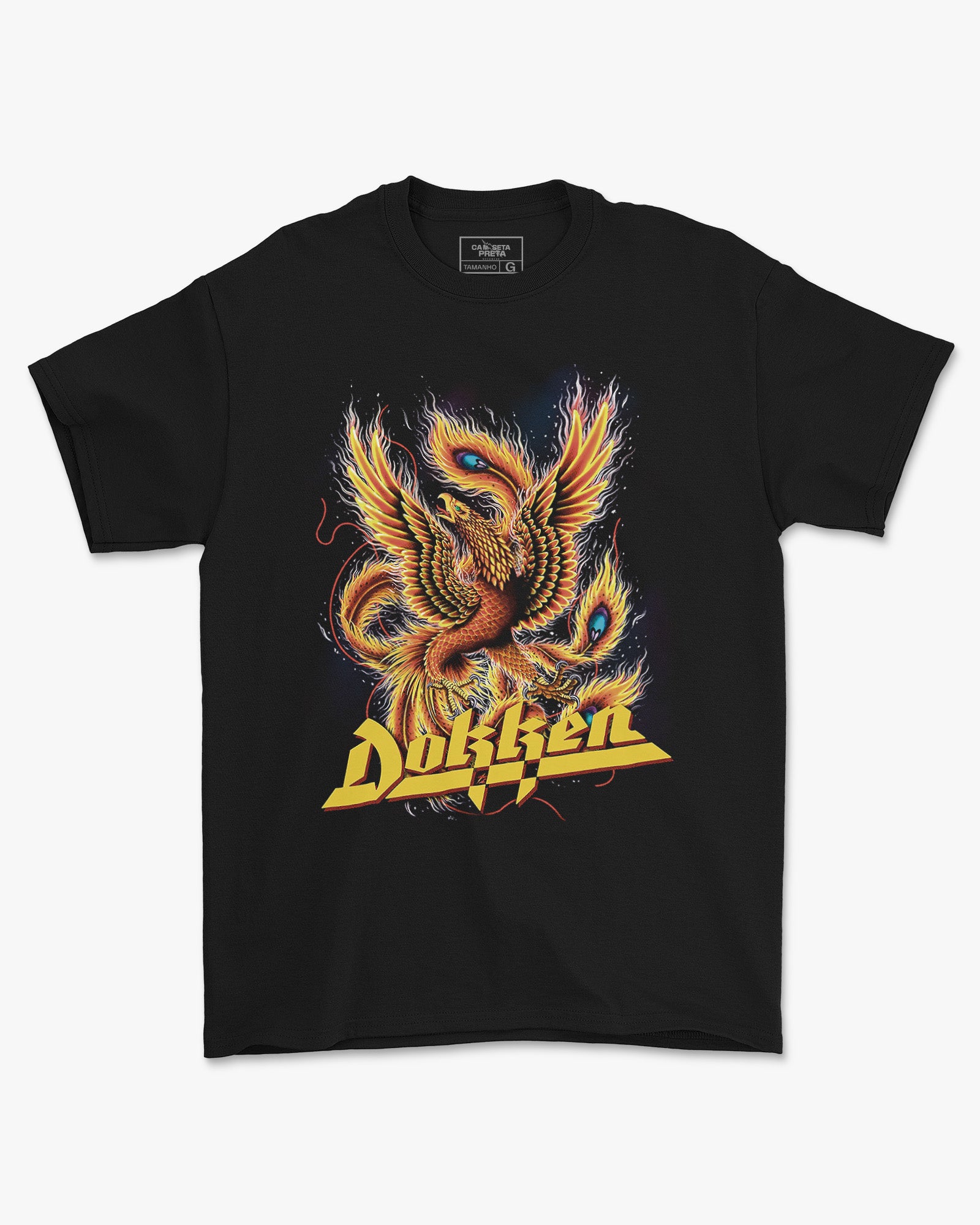 Camiseta Preta Dokken Fênix Unissex