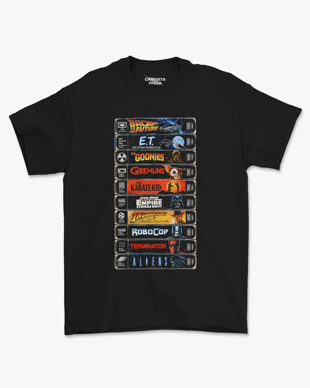 Camiseta Preta VHS Classics The Golden Age of Cinema