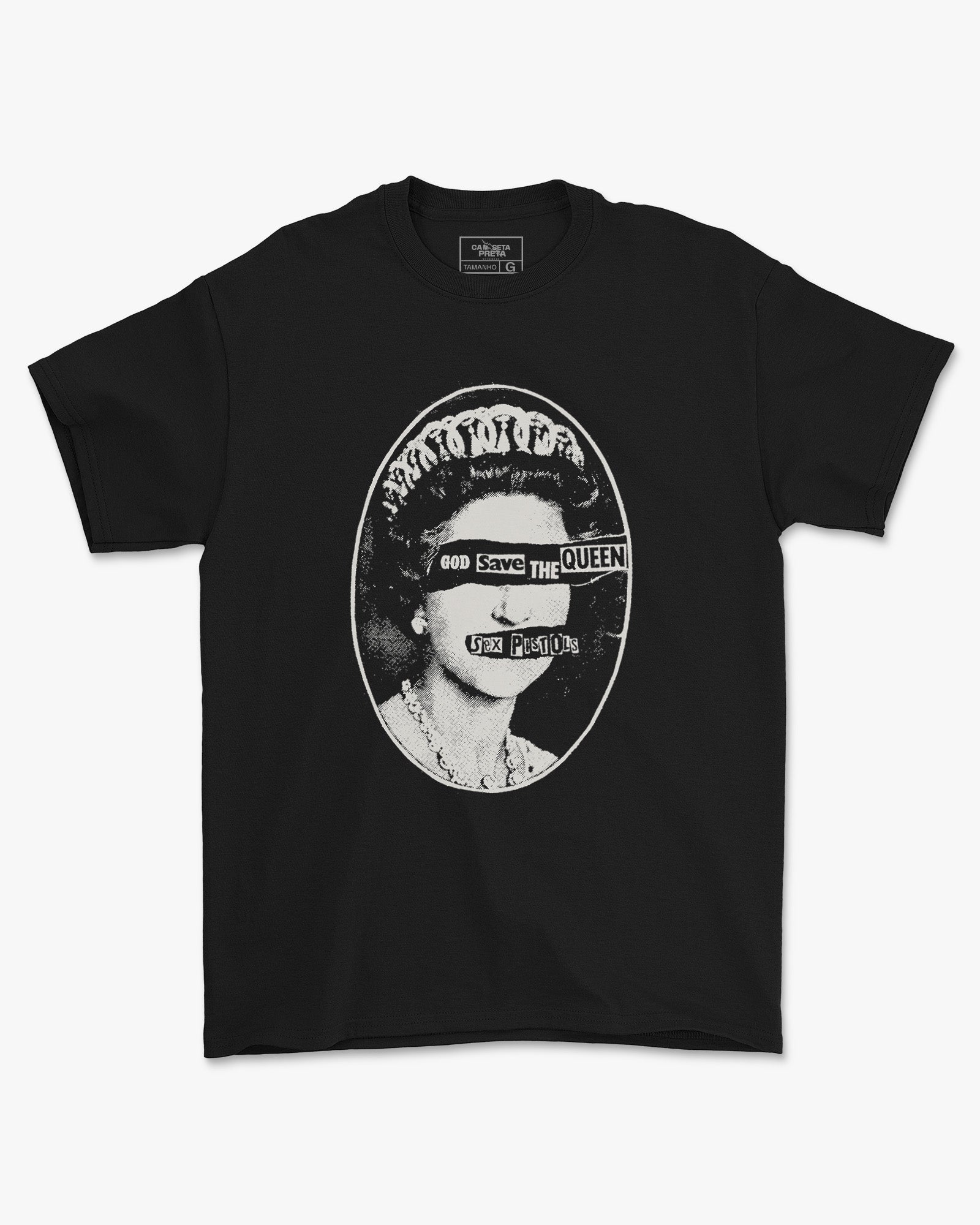 Camiseta Preta Sex Pistols God Save the Queen Punk
