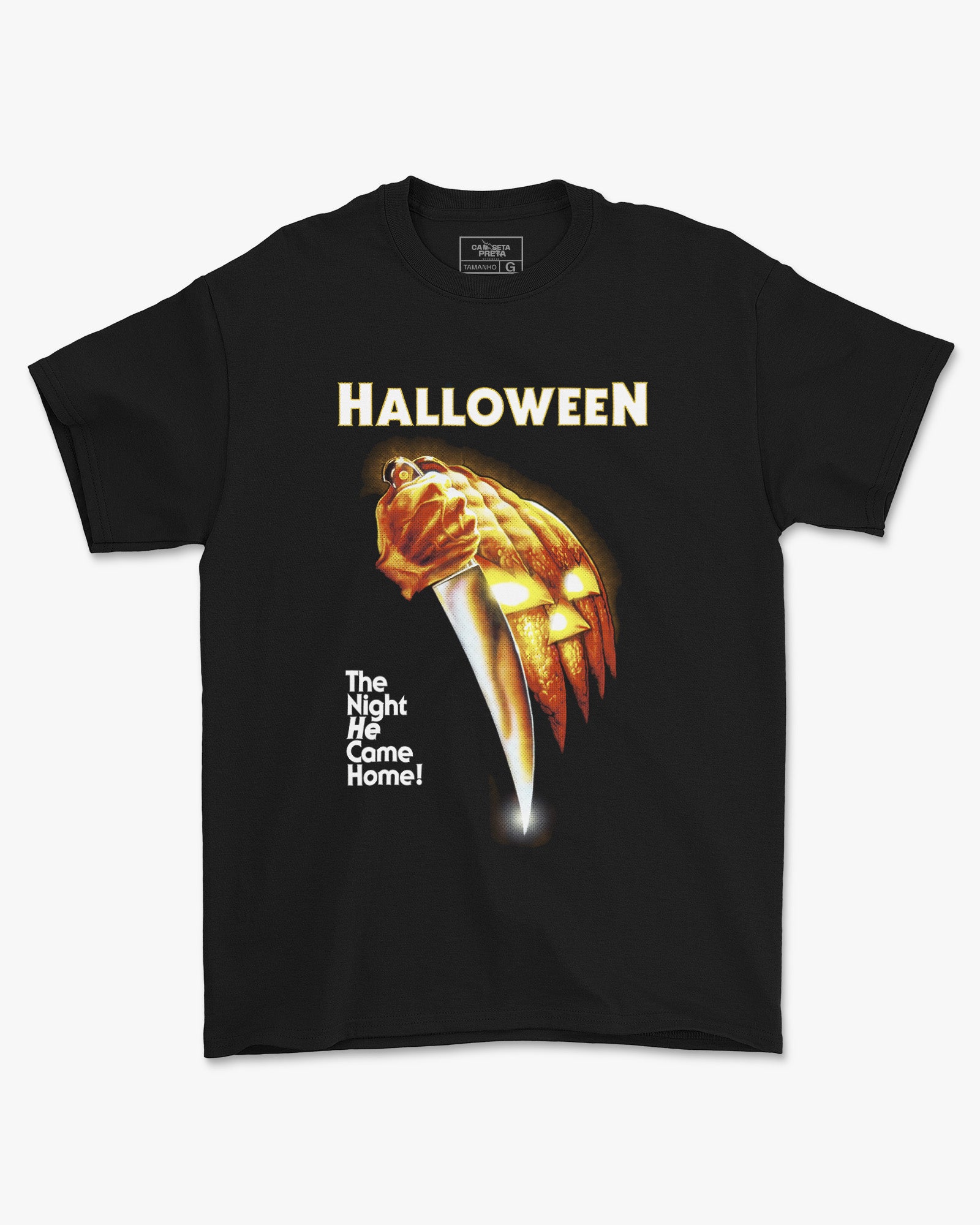 Camiseta Preta Slasher Halloween Dark Knife Unissex