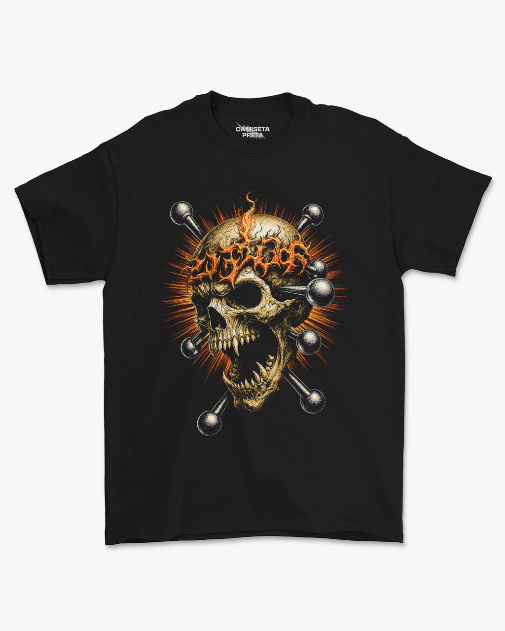 Camiseta Preta Skull Inferno Underground Metal