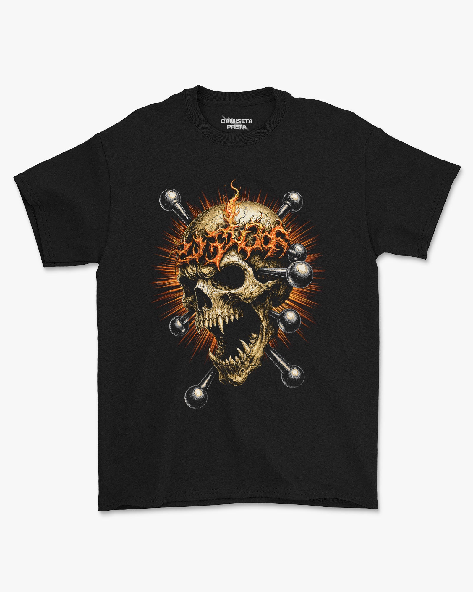 Camiseta Preta Skull Inferno Underground Metal