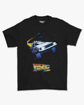 Camiseta Preta DeLorean Espacial Clássico dos Anos 80